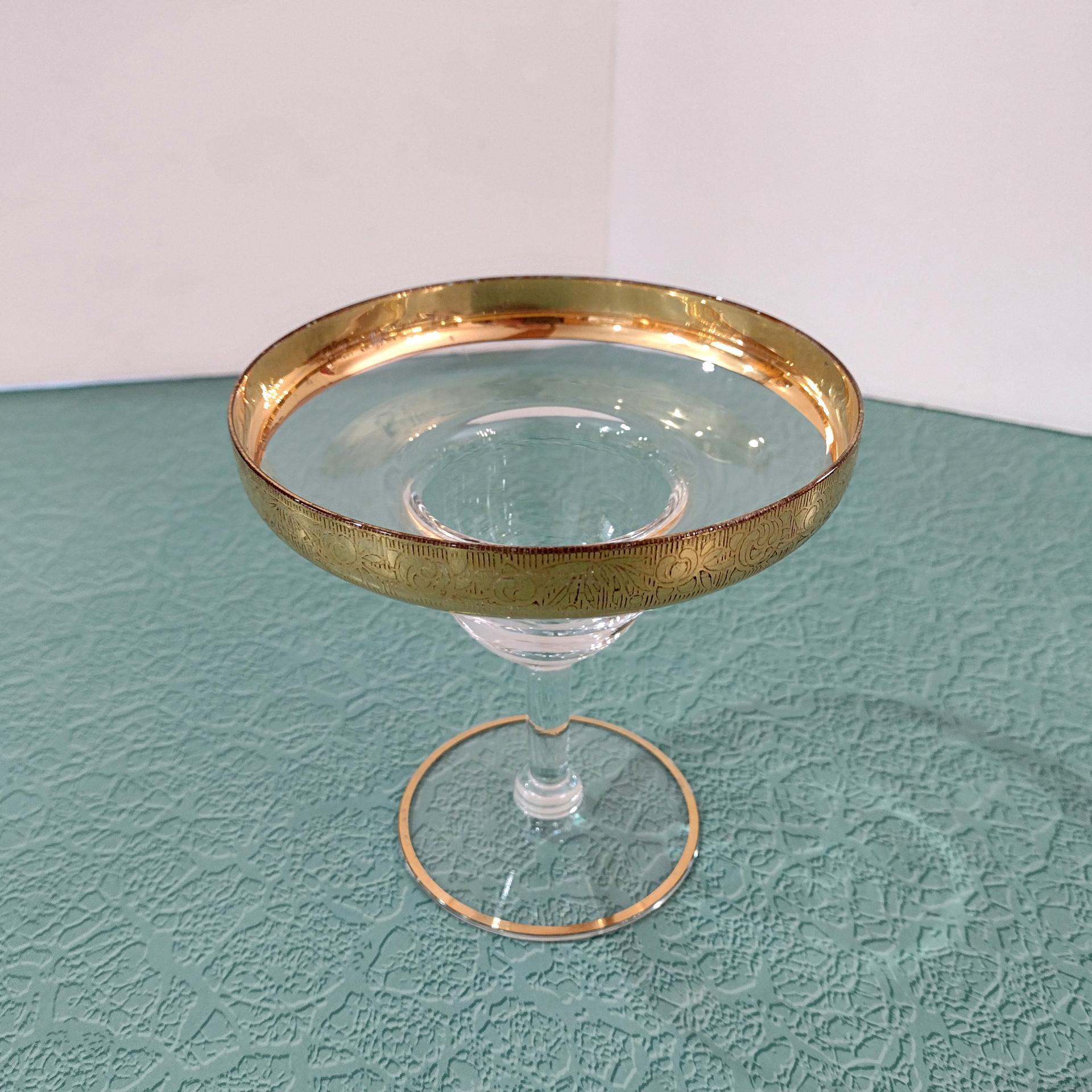 Vintage Glastonbury Lotus Rambler Rose 35 Gold Rimmed Footed Cocktail Glass
