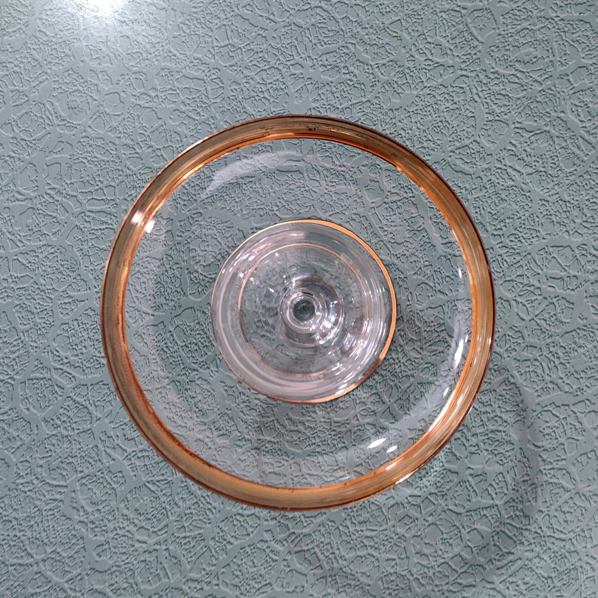Vintage Glastonbury Lotus Rambler Rose 35 Gold Rimmed Footed Cocktail Glass