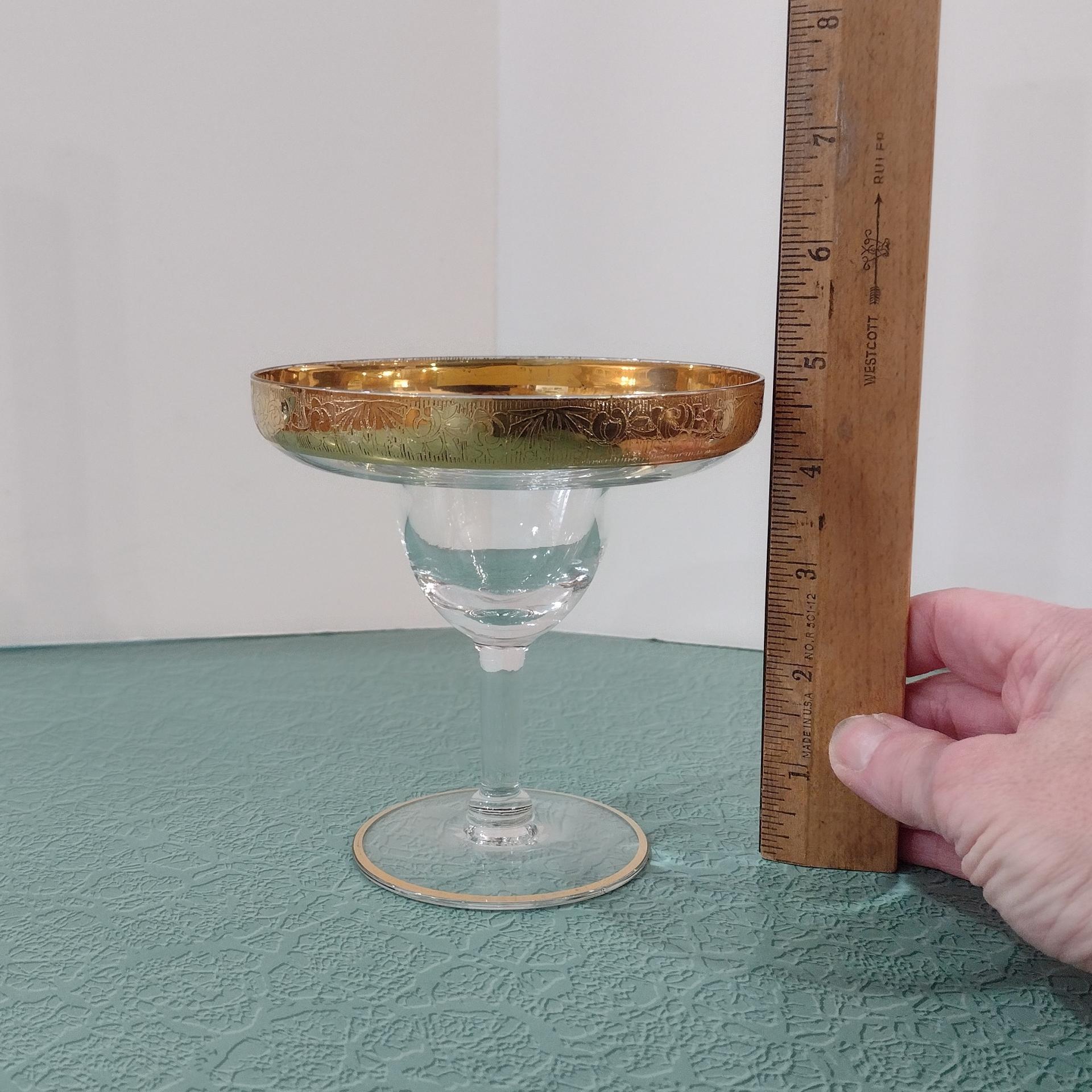 Vintage Glastonbury Lotus Rambler Rose 35 Gold Rimmed Footed Cocktail Glass