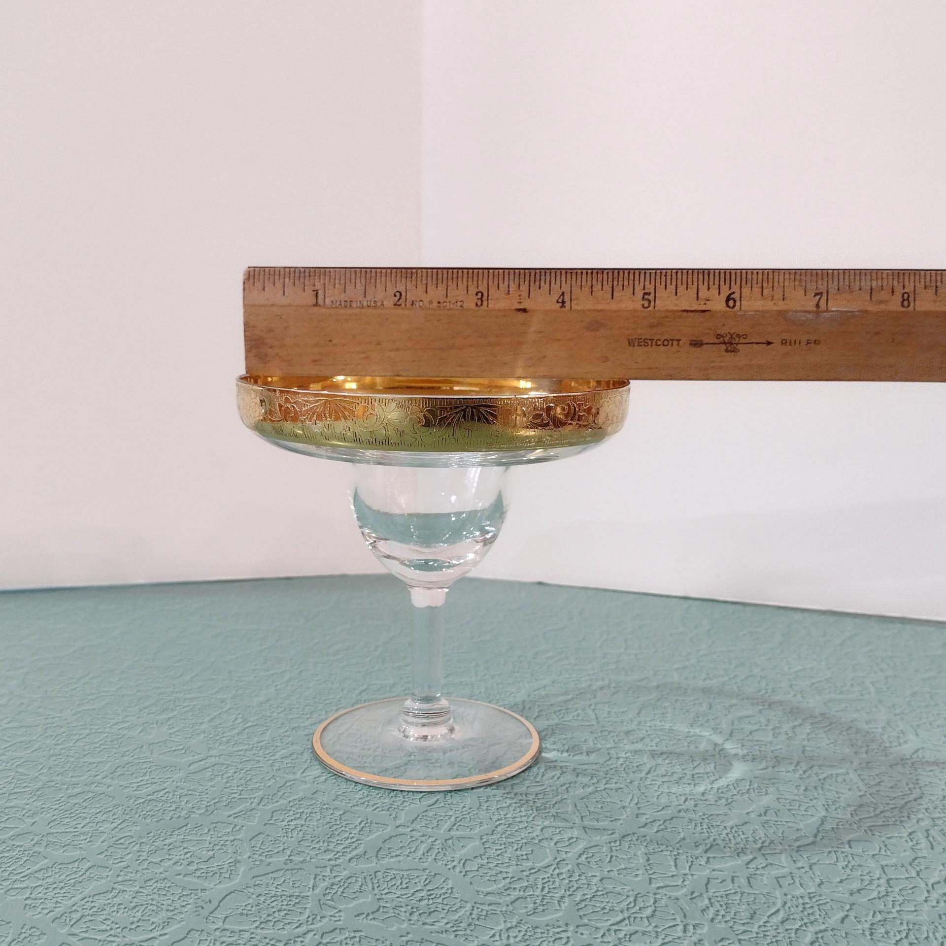 Vintage Glastonbury Lotus Rambler Rose 35 Gold Rimmed Footed Cocktail Glass