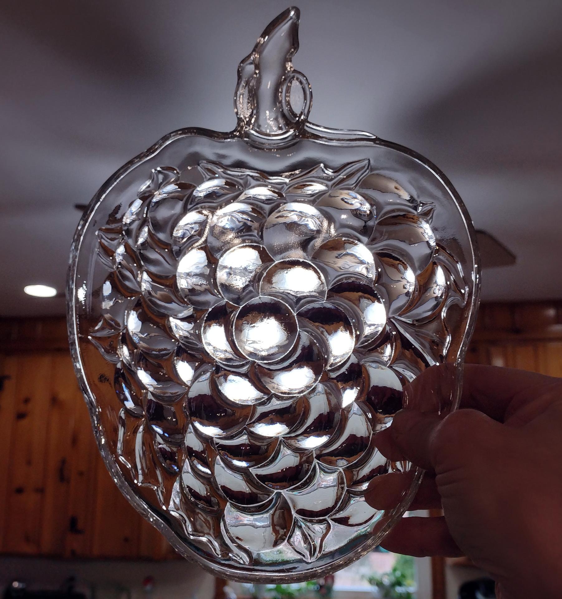 Vintage Clear Bubble Glass Raspberry / Strawberry Shaped Luncheon Appetizer Salad Dessert Snack Plates, Set of Two, Multiple Sets Available