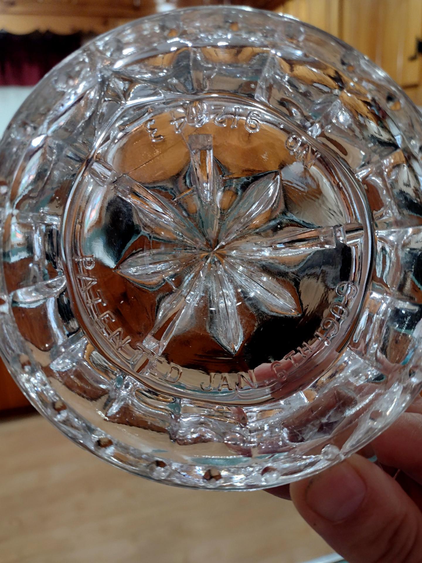 Antique Cambridge Clear Glass Juicer Reamer, AJ Bennet Juice Extractor,  EAPG Vaseline Glass