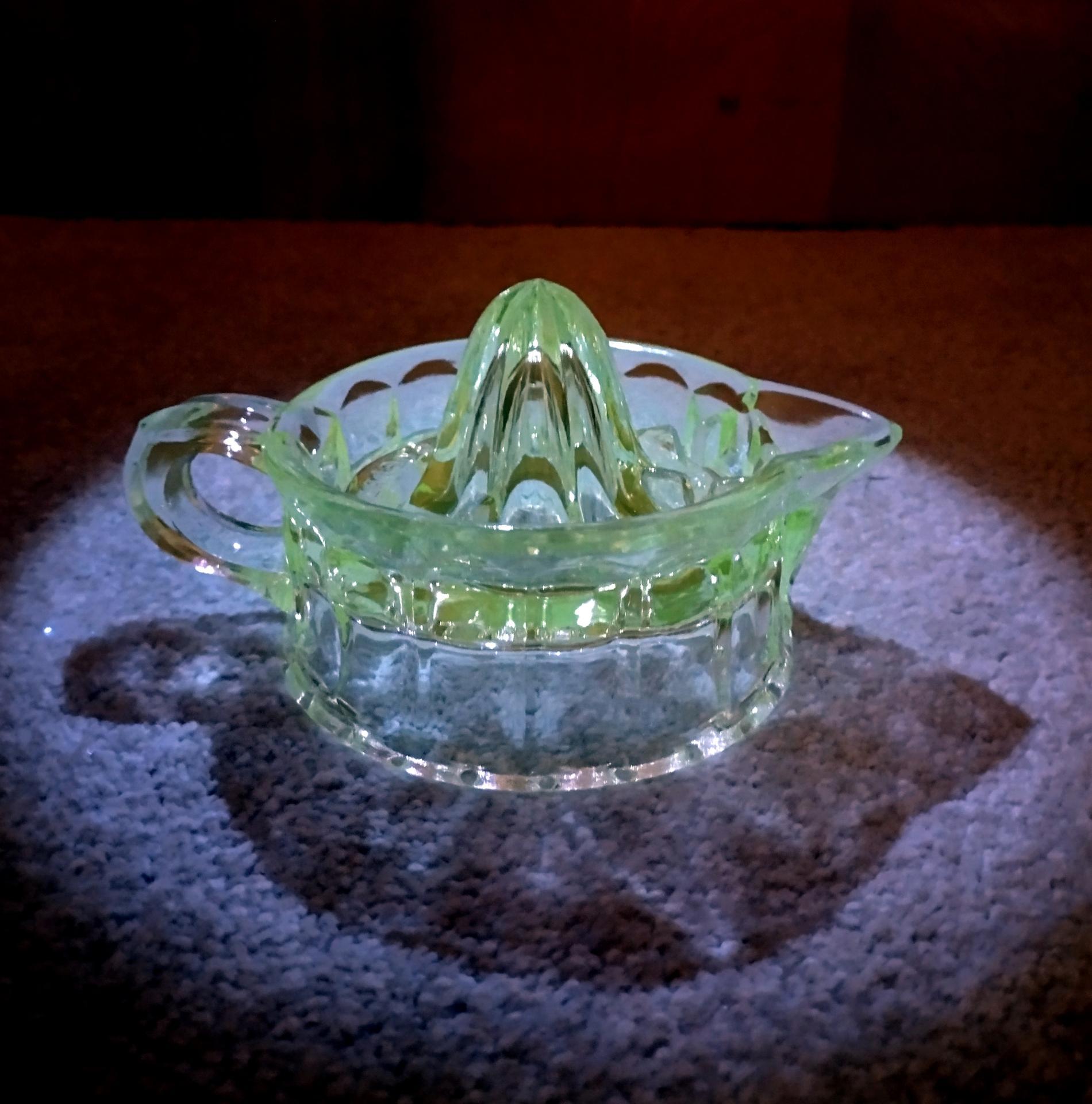 Antique Cambridge Clear Glass Juicer Reamer, AJ Bennet Juice Extractor,  EAPG Vaseline Glass