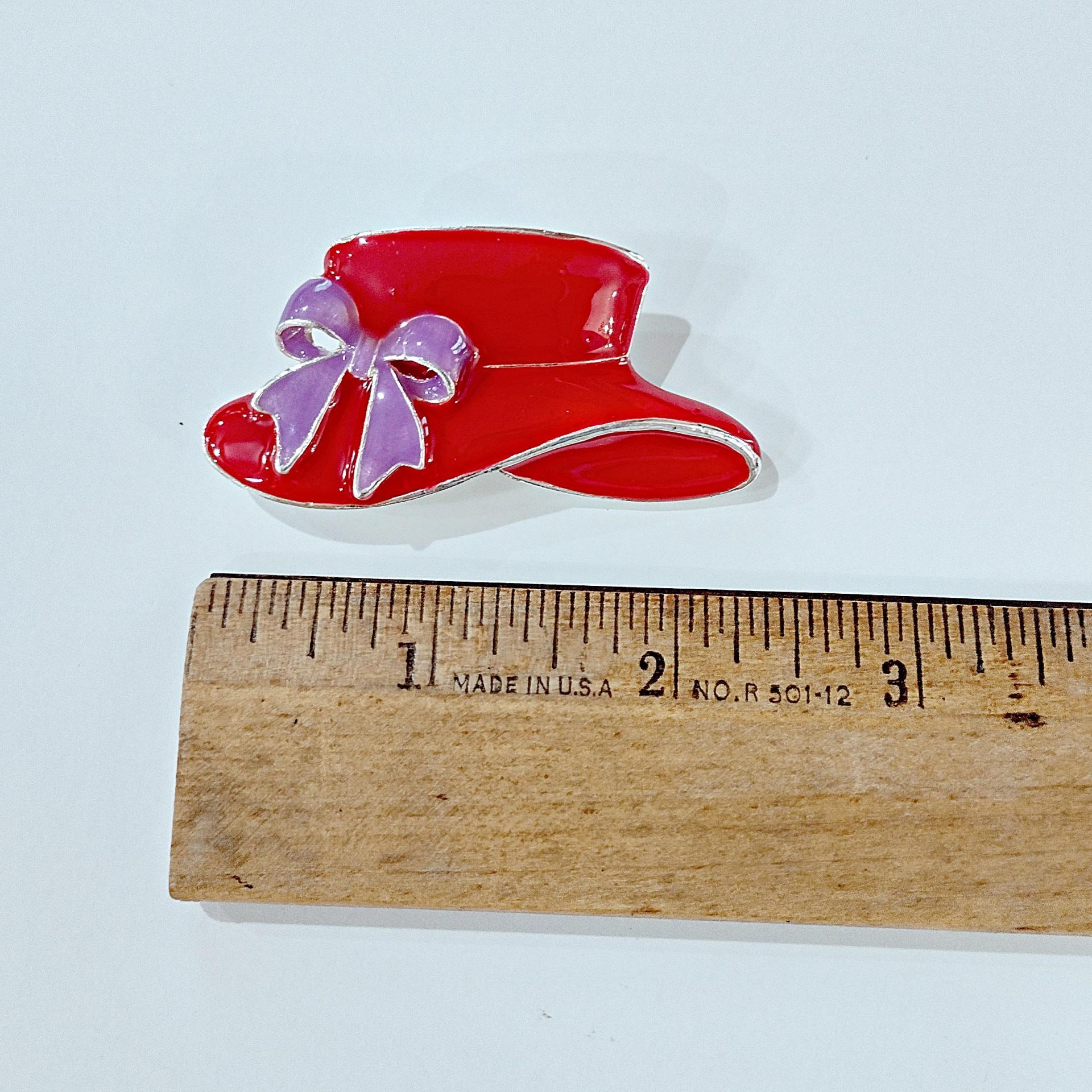 Vintage Red Hat Society Enamel Pin Pendant Charm