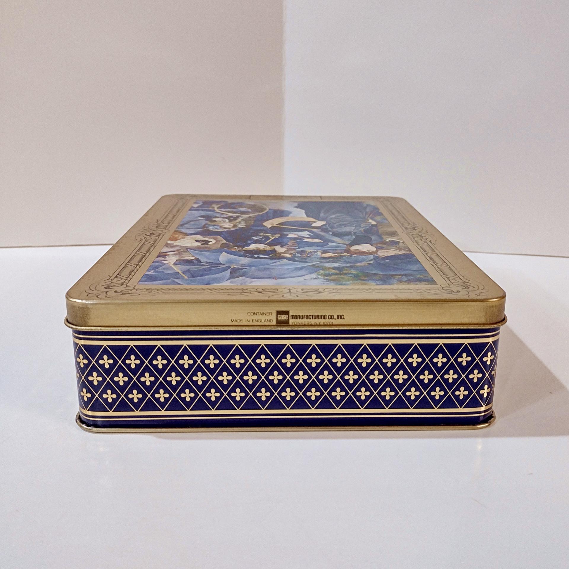 Vintage Renoir The Umbrellas Decorative Storage Tin, Les Parapluies Rectangular Metal Tin Box