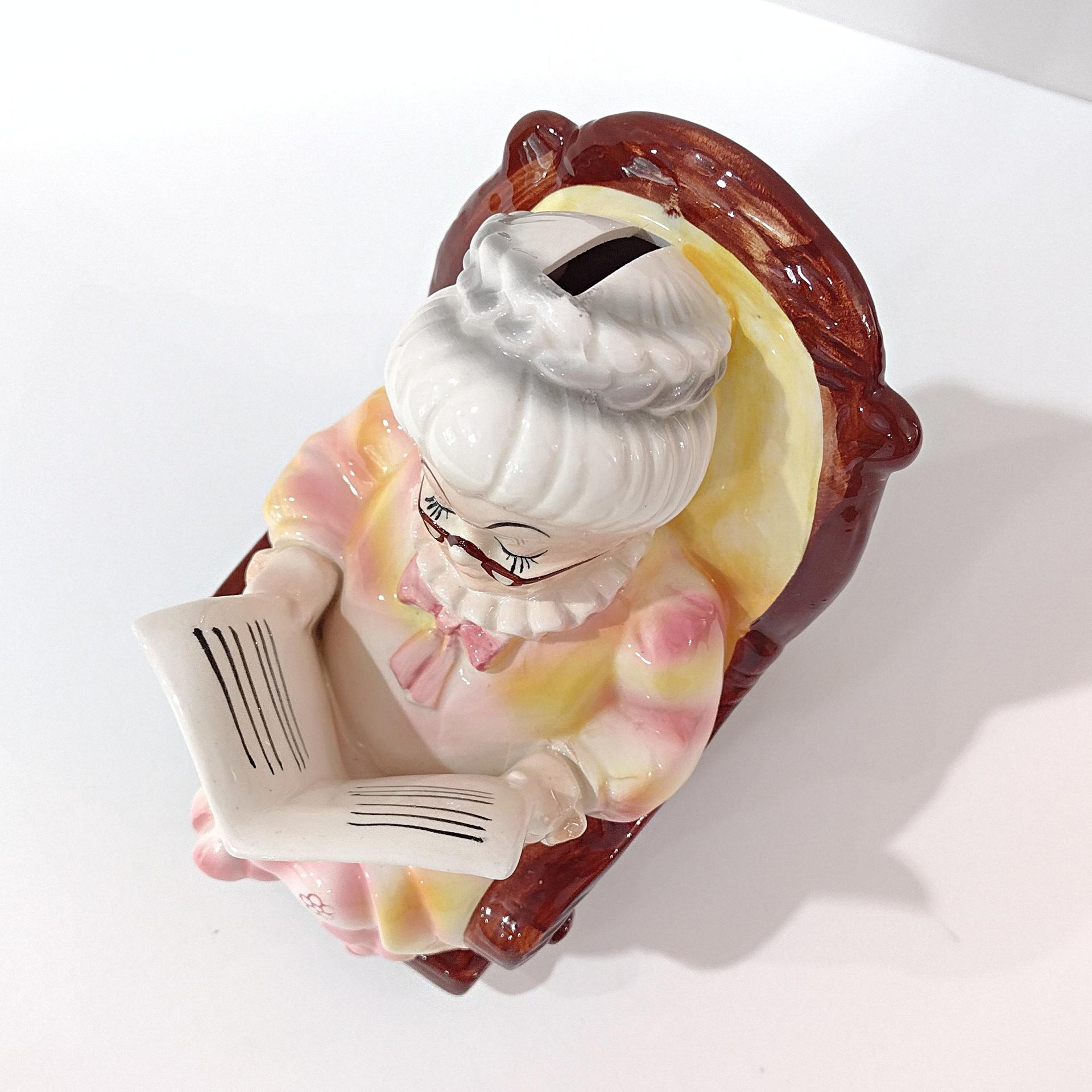 Vintage Lefton Granny Rocking Chair Retirement Fund Ceramic Bank