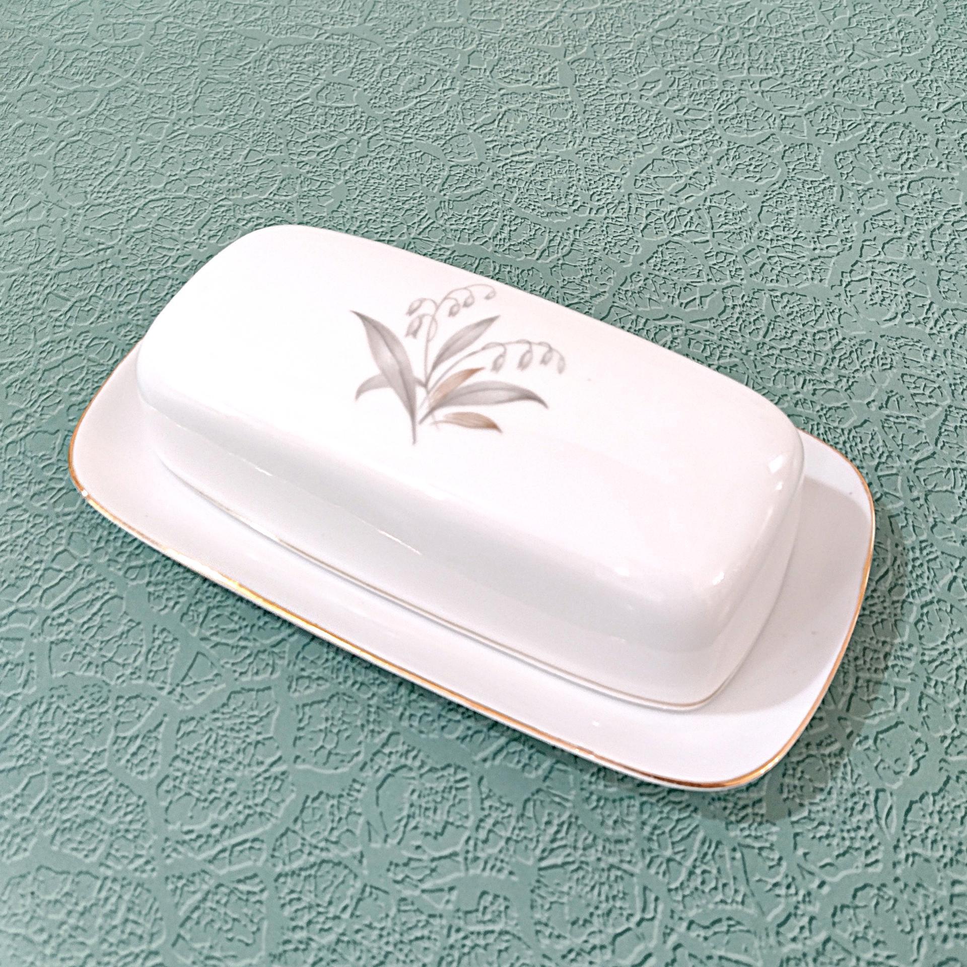 Vintage Kaysons Fine China Golden Rhapsody Covered Butter Dish, 1960's Japanese Porcelain Butter Plate