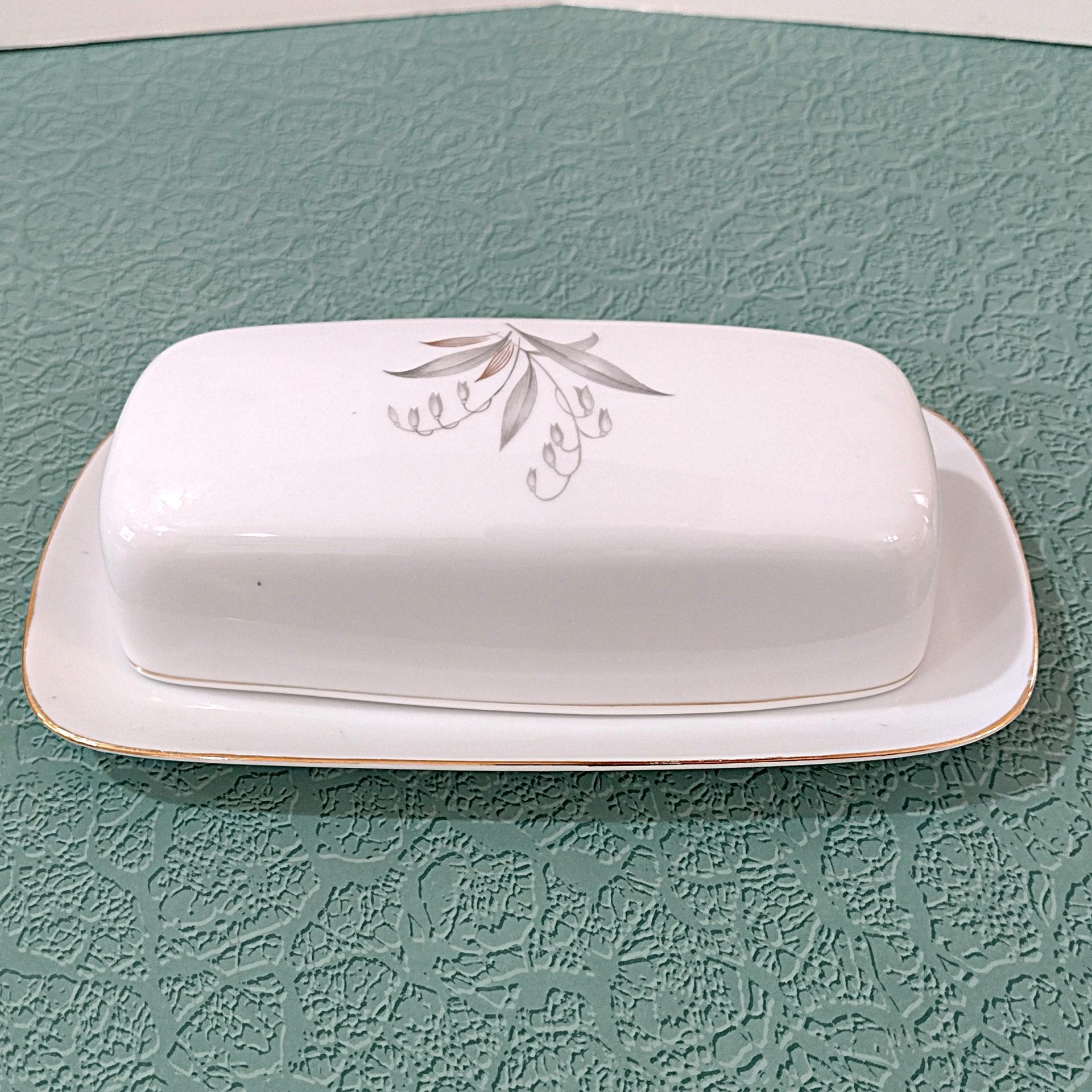 Vintage Kaysons Fine China Golden Rhapsody Covered Butter Dish, 1960's Japanese Porcelain Butter Plate