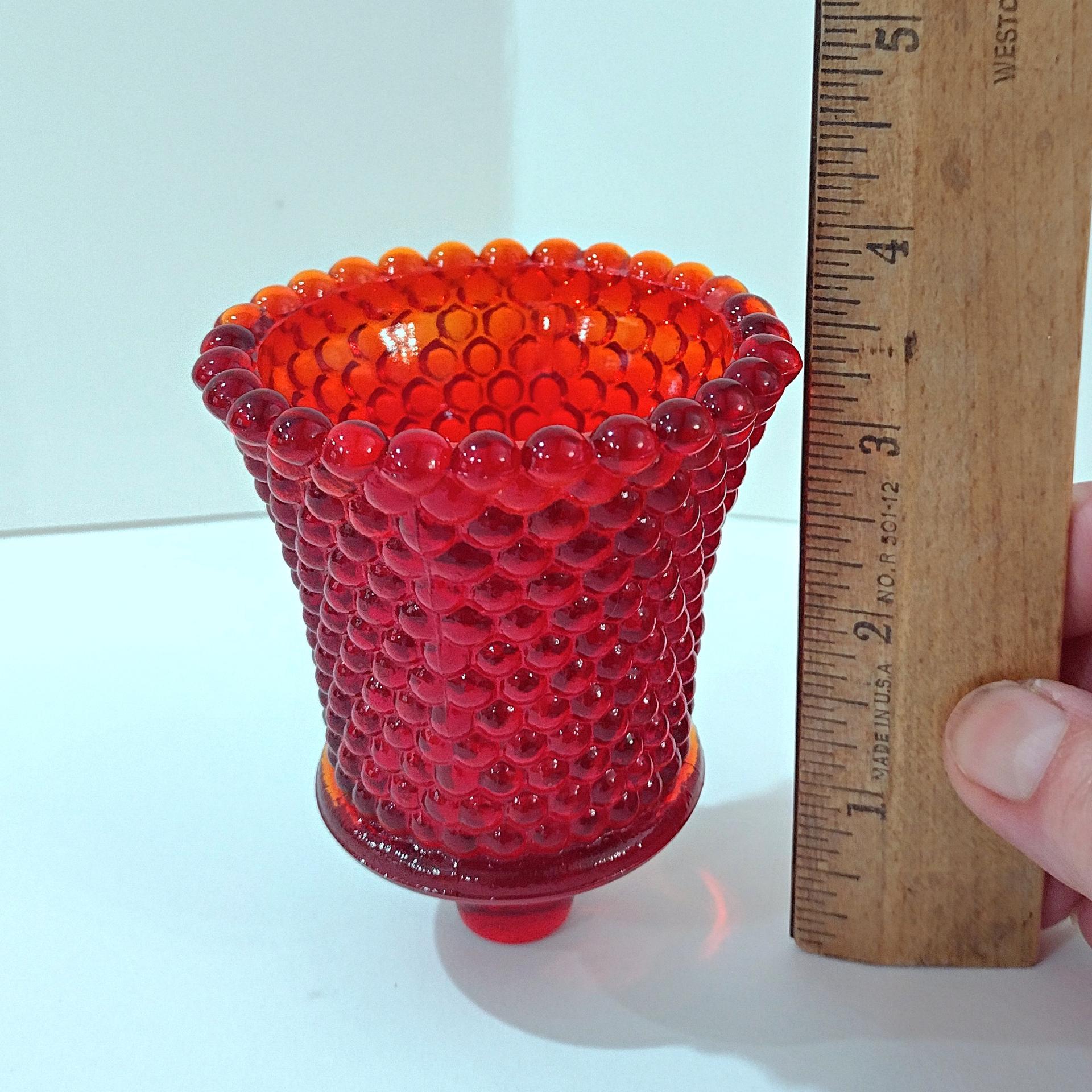 Vintage Homeco Ruby Red Hobnail Votive Cup Sconce Candle Holder, Home Interiors Glass Pegged Votive Cup