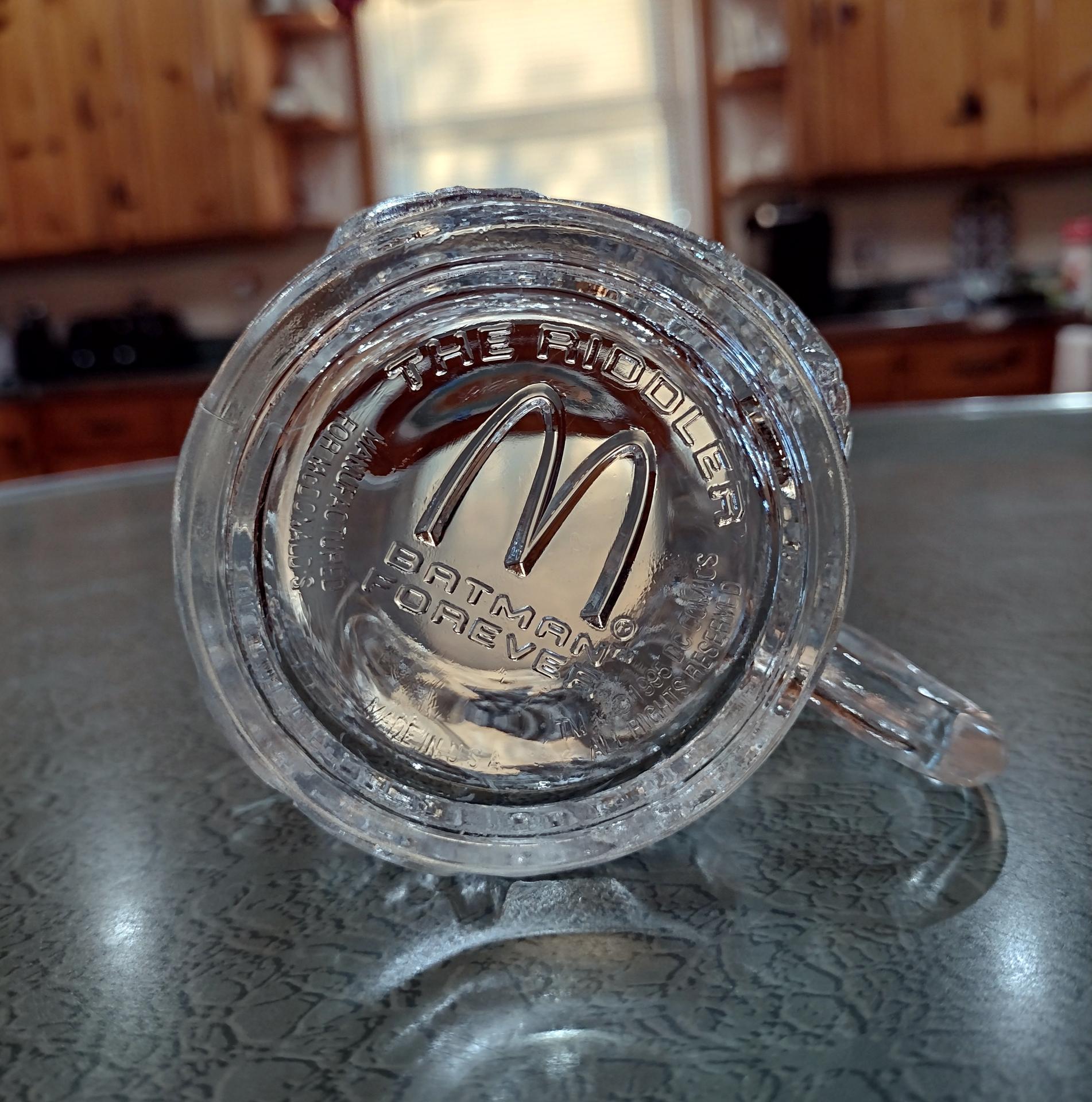 Vintage McDonald's Batman Forever Riddler Glass Mug, Batman Comics Collectible Mug