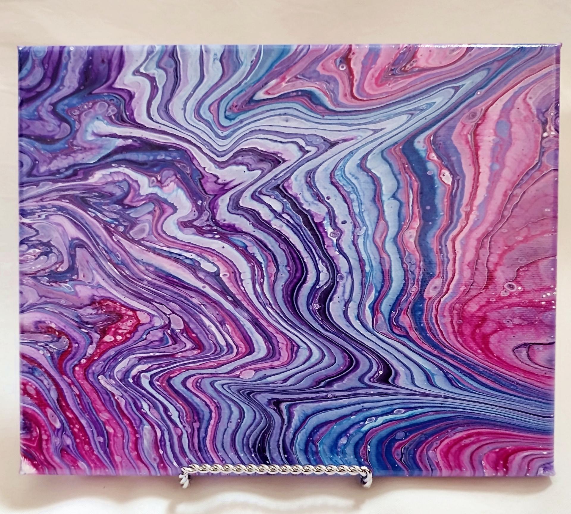 Purple, Pink, and Blue Swirled Original Acrylic Abstract Painting, 8" x 10" on Canvas