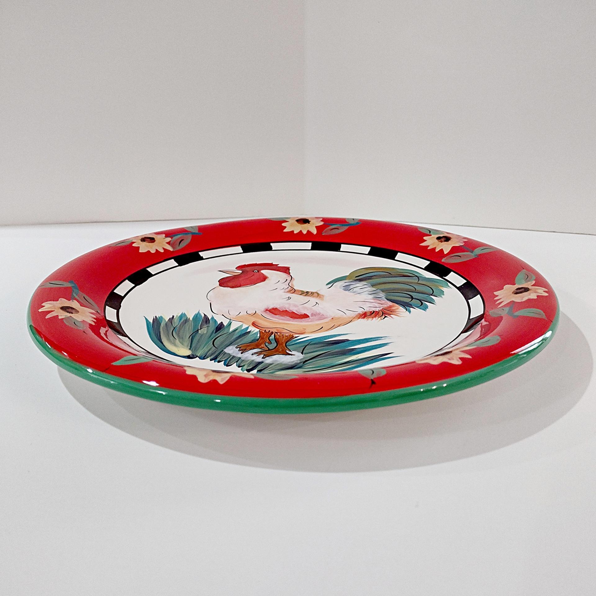 Vintage 222 Fifth Sunflower Rooster Large Ceramic Dinner Plate