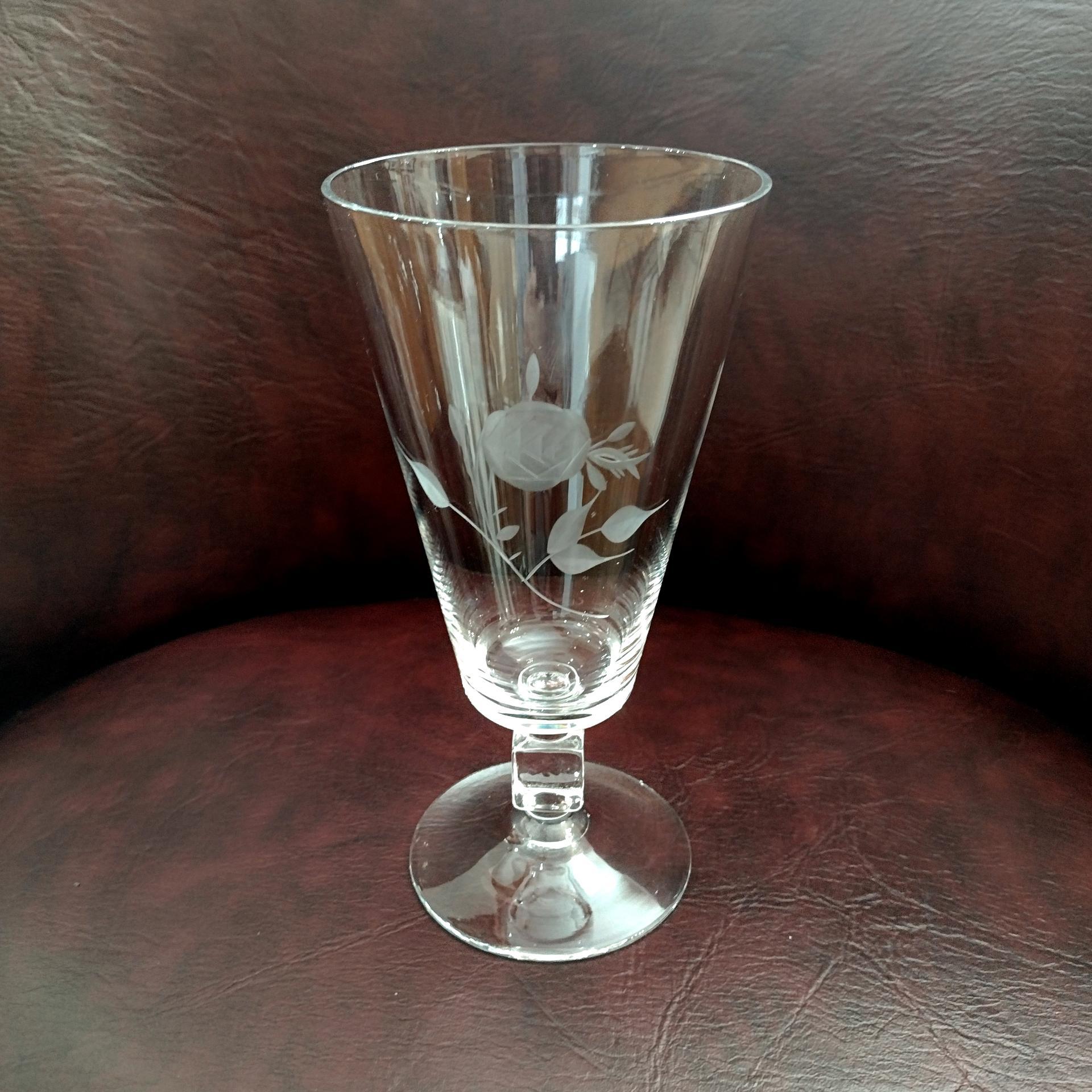 Antique American Hostess Manor Rose Crystal Iced Tea Glasses, Set of Two