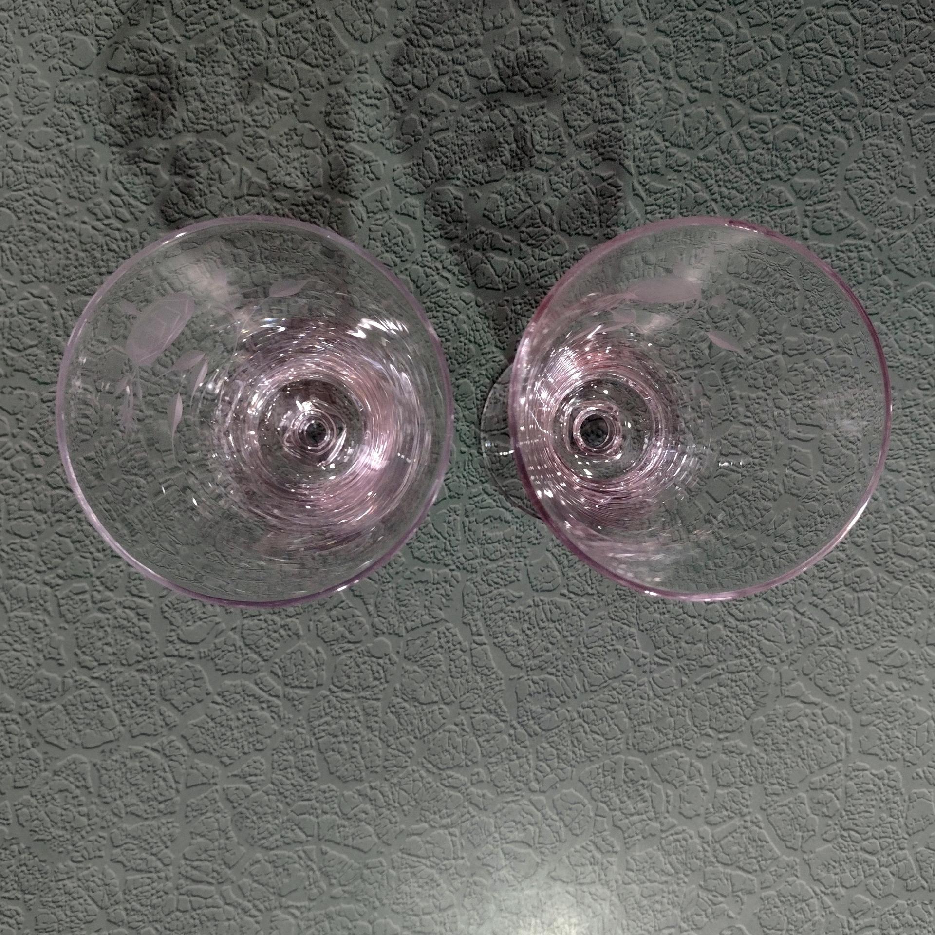 Antique American Hostess Manor Rose Crystal Iced Tea Glasses, Set of Two