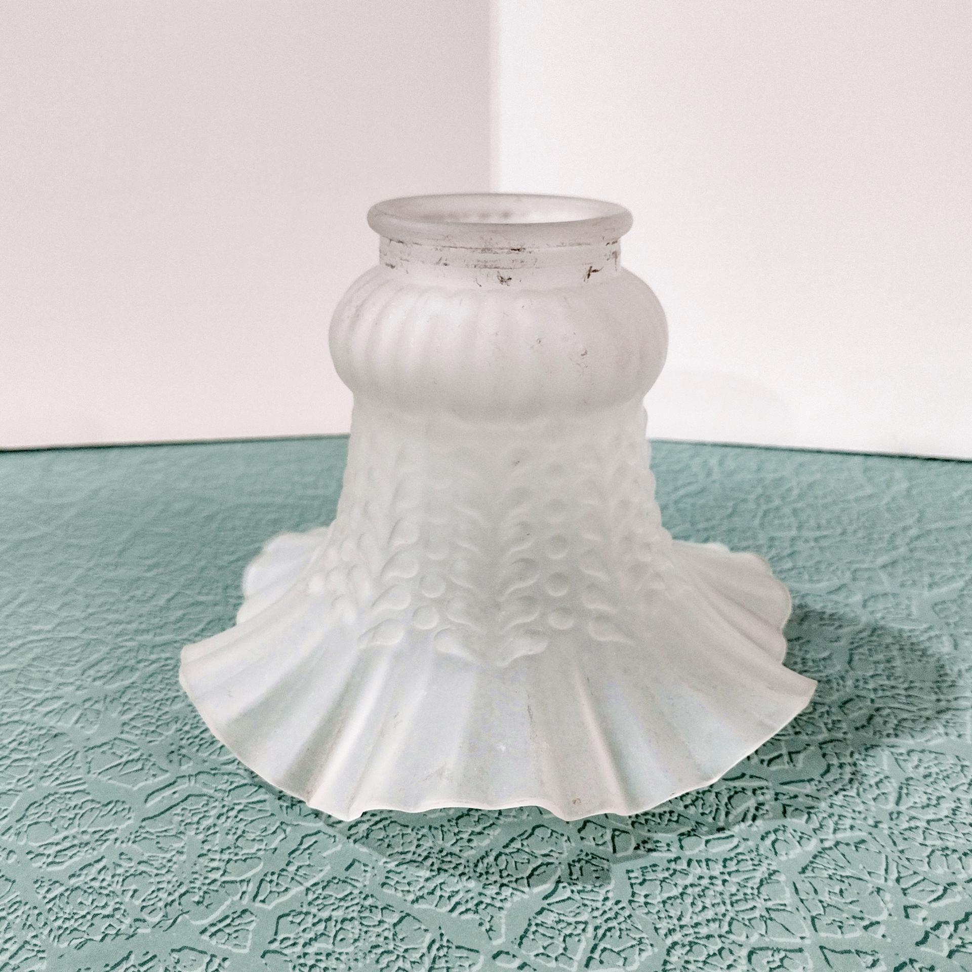 Vintage Frosted Glass Ruffled Tulip Light Shade, Flower Shaped Replacement Shade