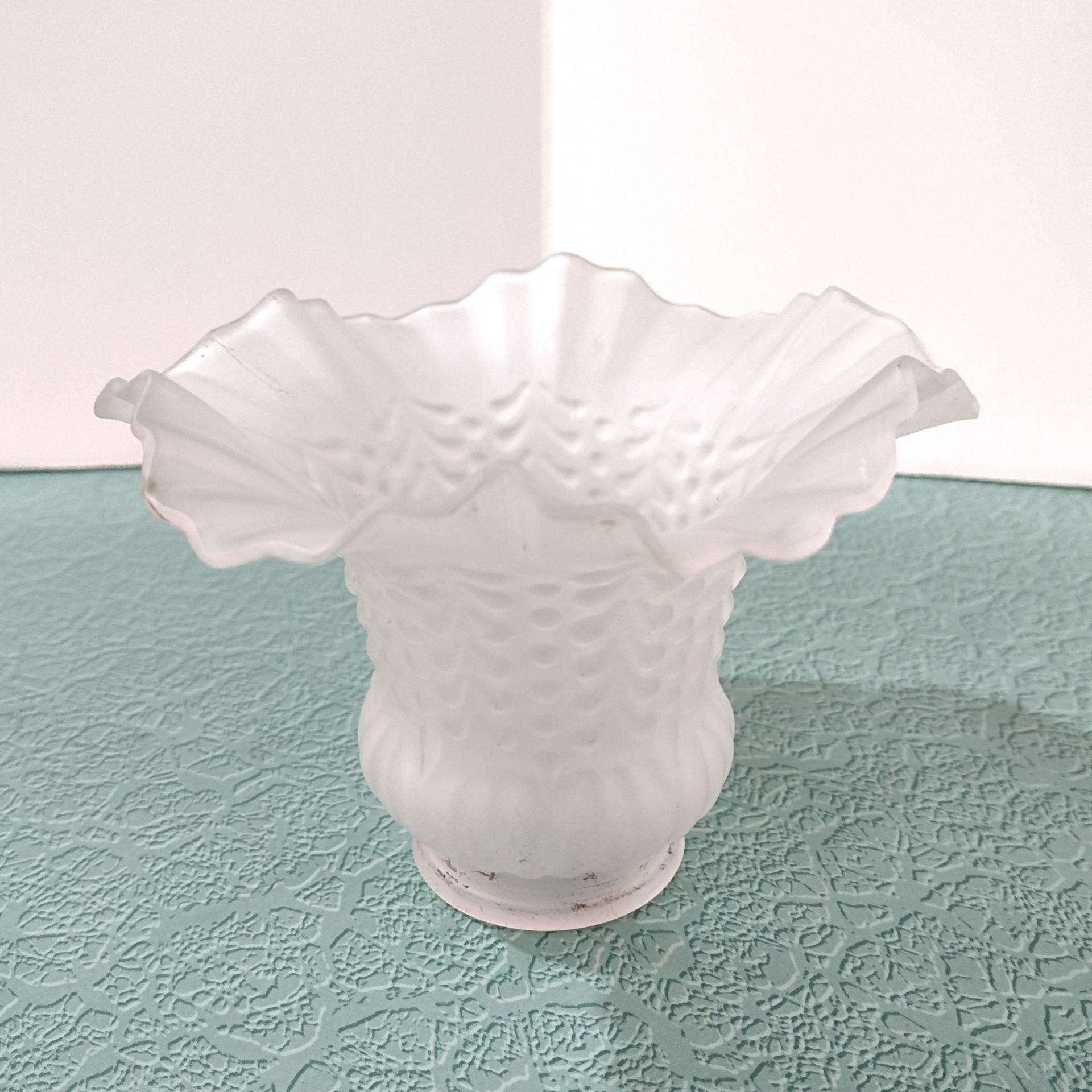 Vintage Frosted Glass Ruffled Tulip Light Shade, Flower Shaped Replacement Shade