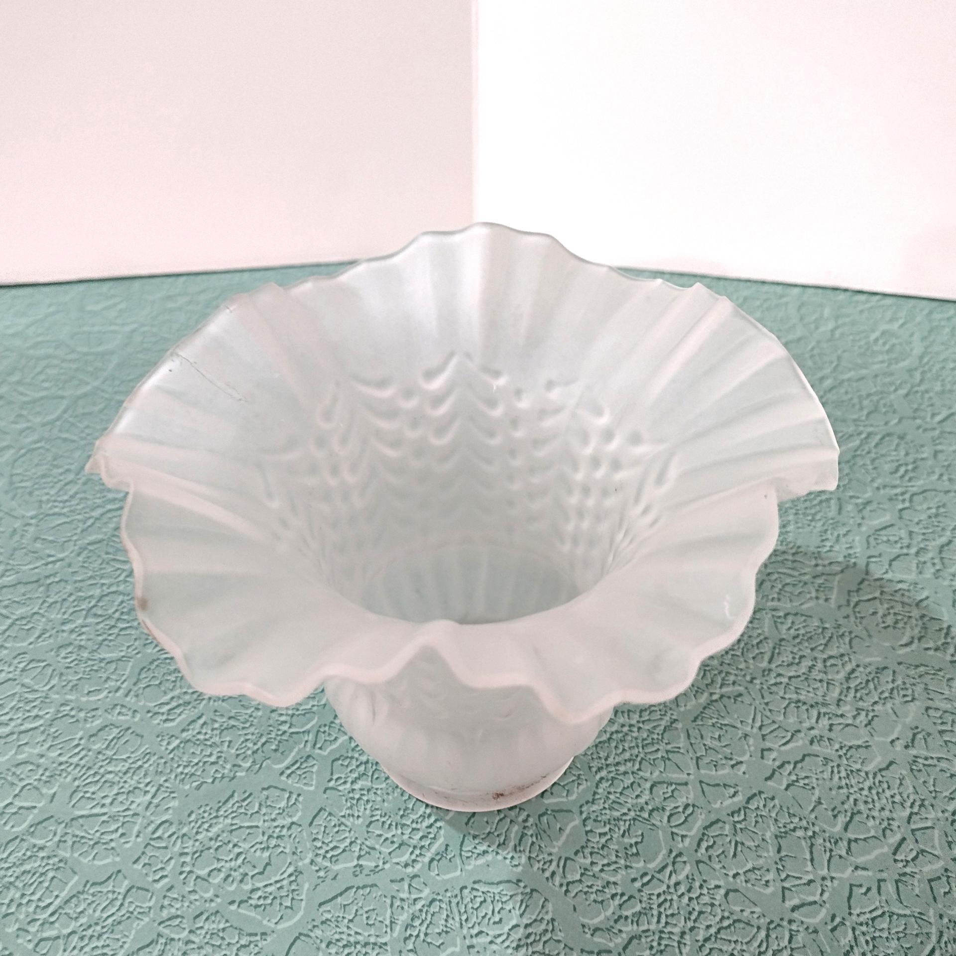 Vintage Frosted Glass Ruffled Tulip Light Shade, Flower Shaped Replacement Shade