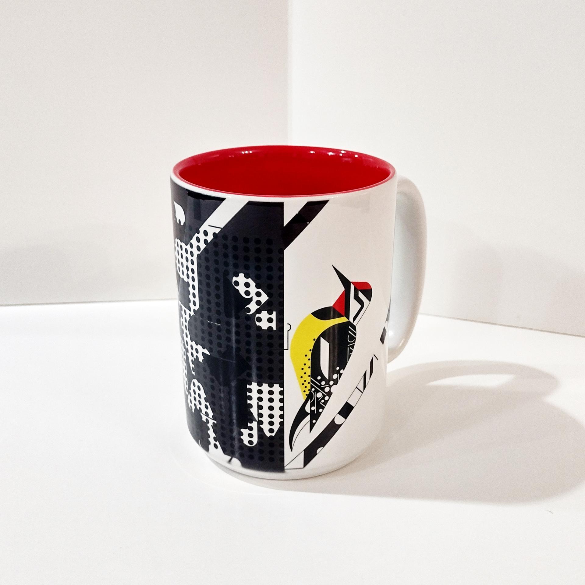 Charley Harper Yellow Bellied Sapsucker Coffee Tea Mug, Woodpecker Graphic Mug