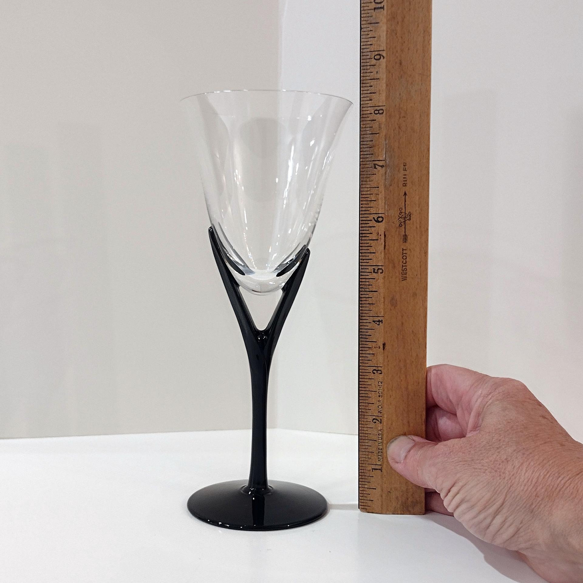 Vintage Sasaki Crystal Wine Glasses, Set of Two, Capistrano Black