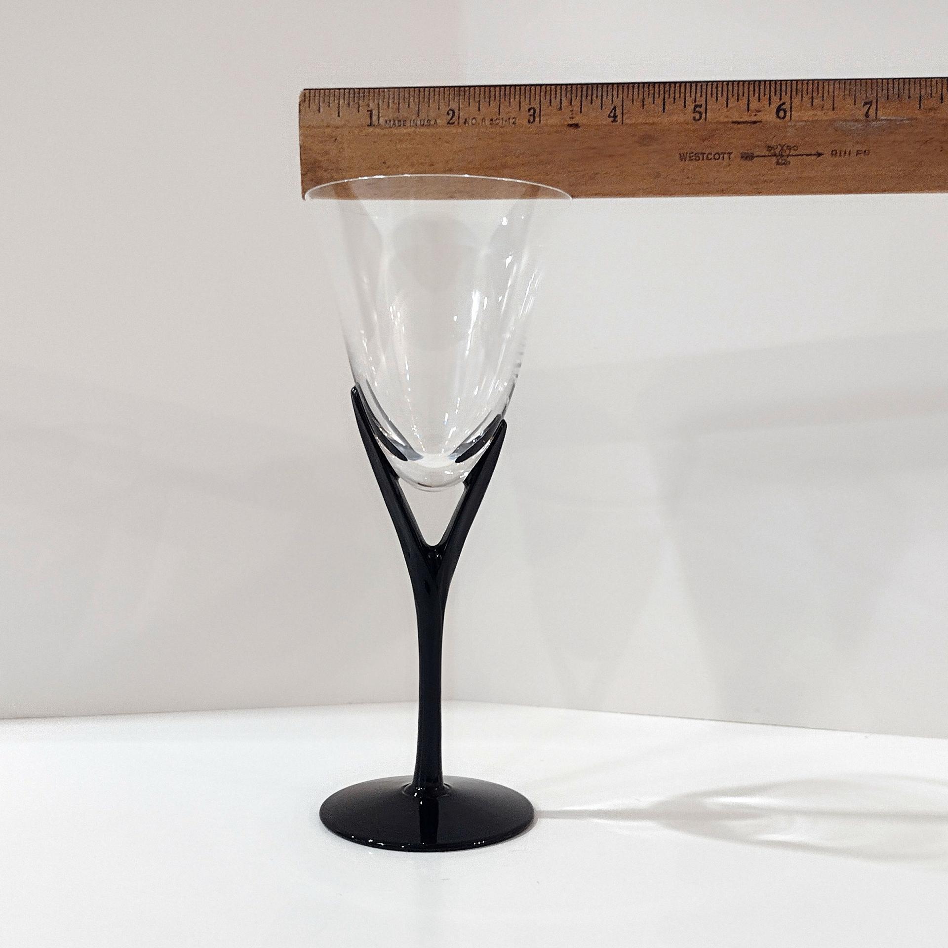 Vintage Sasaki Crystal Wine Glasses, Set of Two, Capistrano Black