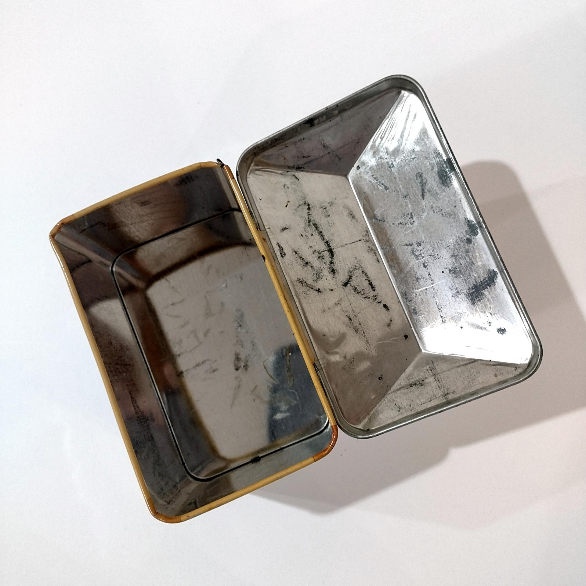 Vintage H. G. Saunders Ian Logan Hinged Lid Tin, House Shaped Storage Tin Box