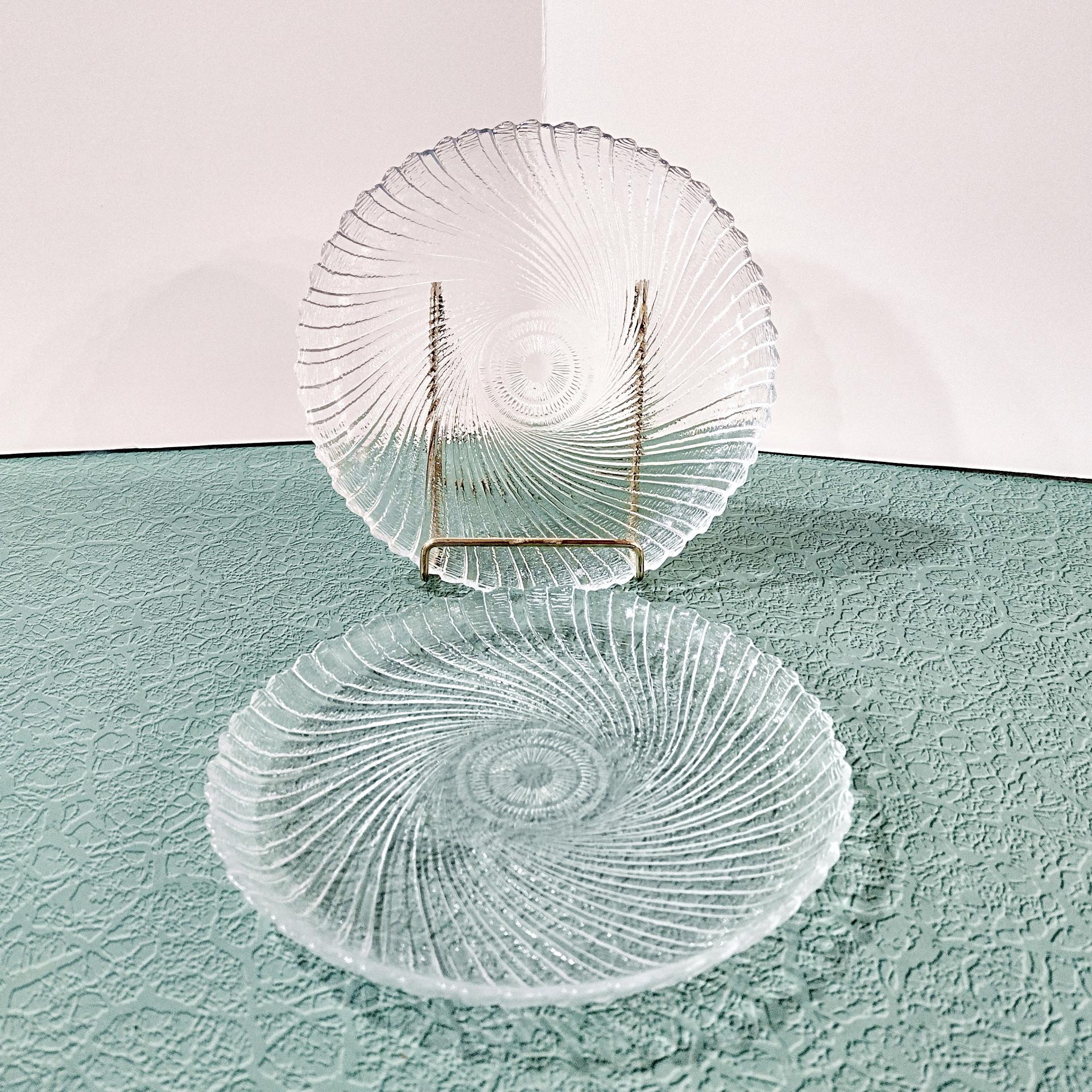 Vintage Arcoroc Seabreeze Clear Glass Dessert Salad Plates, Set of Two