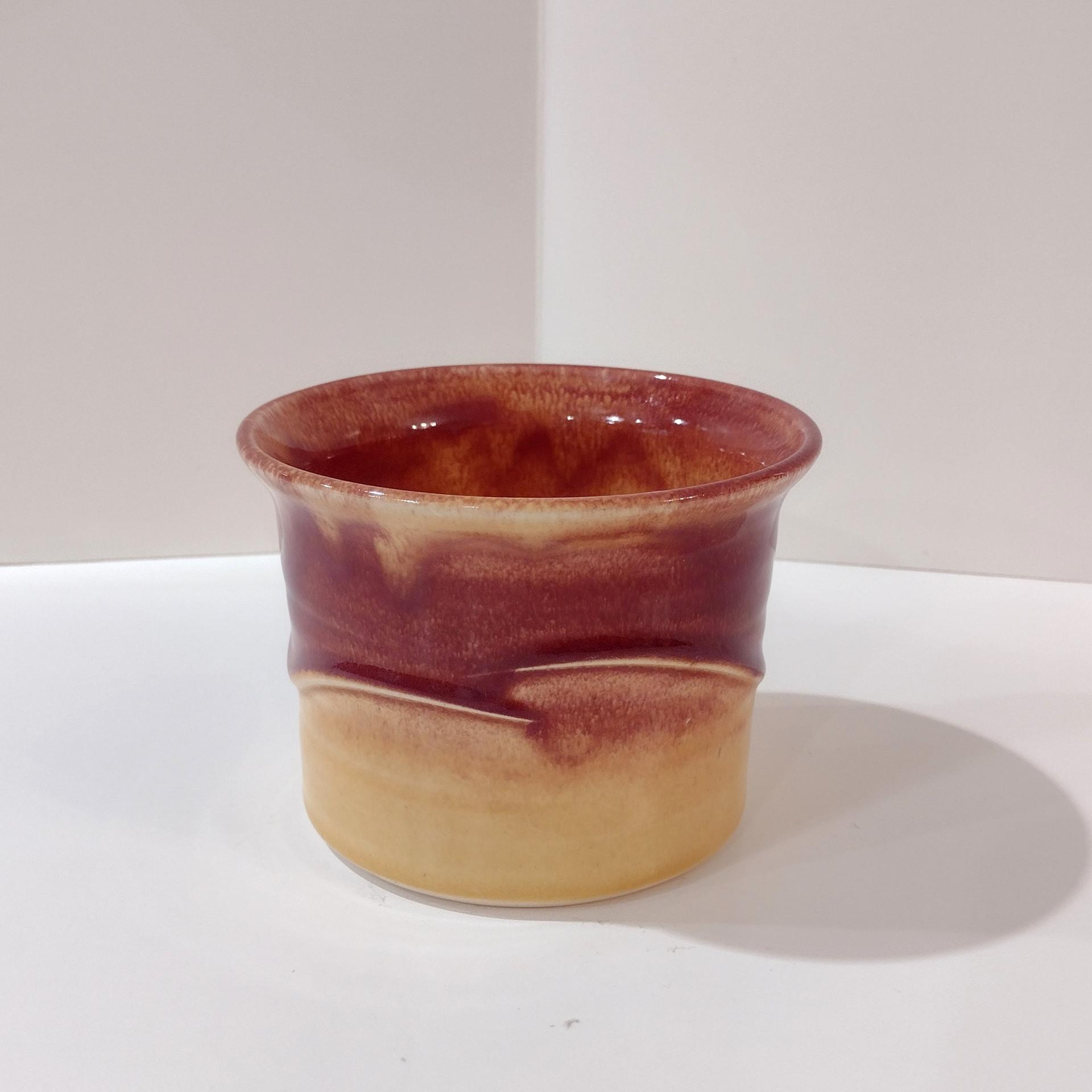 Vintage Ceramic Planter Pot, Brown and Tan Glaze Ceramic Small Pot