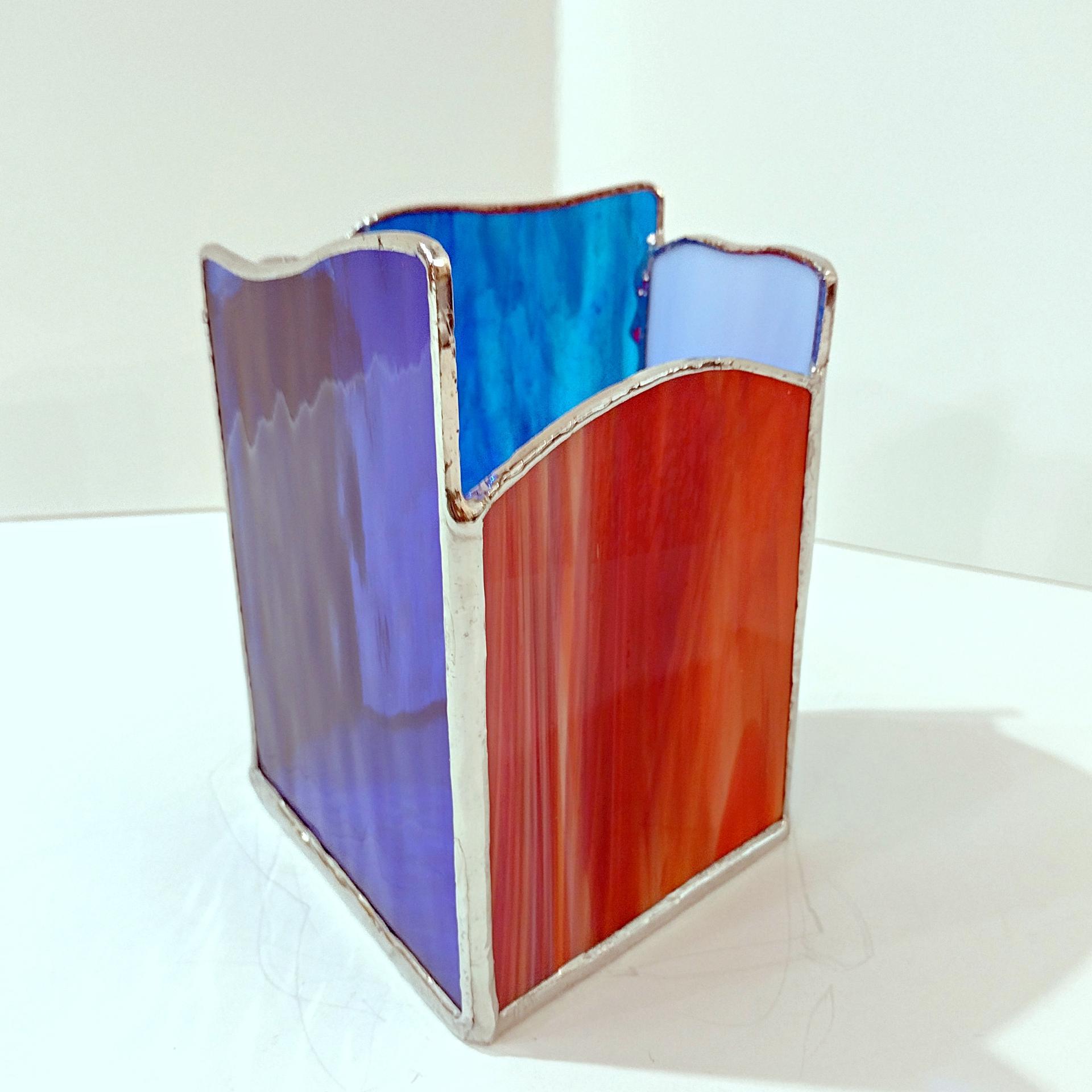 Stained Glass Desk Organizer, Remote Control Pen Pencil Holder