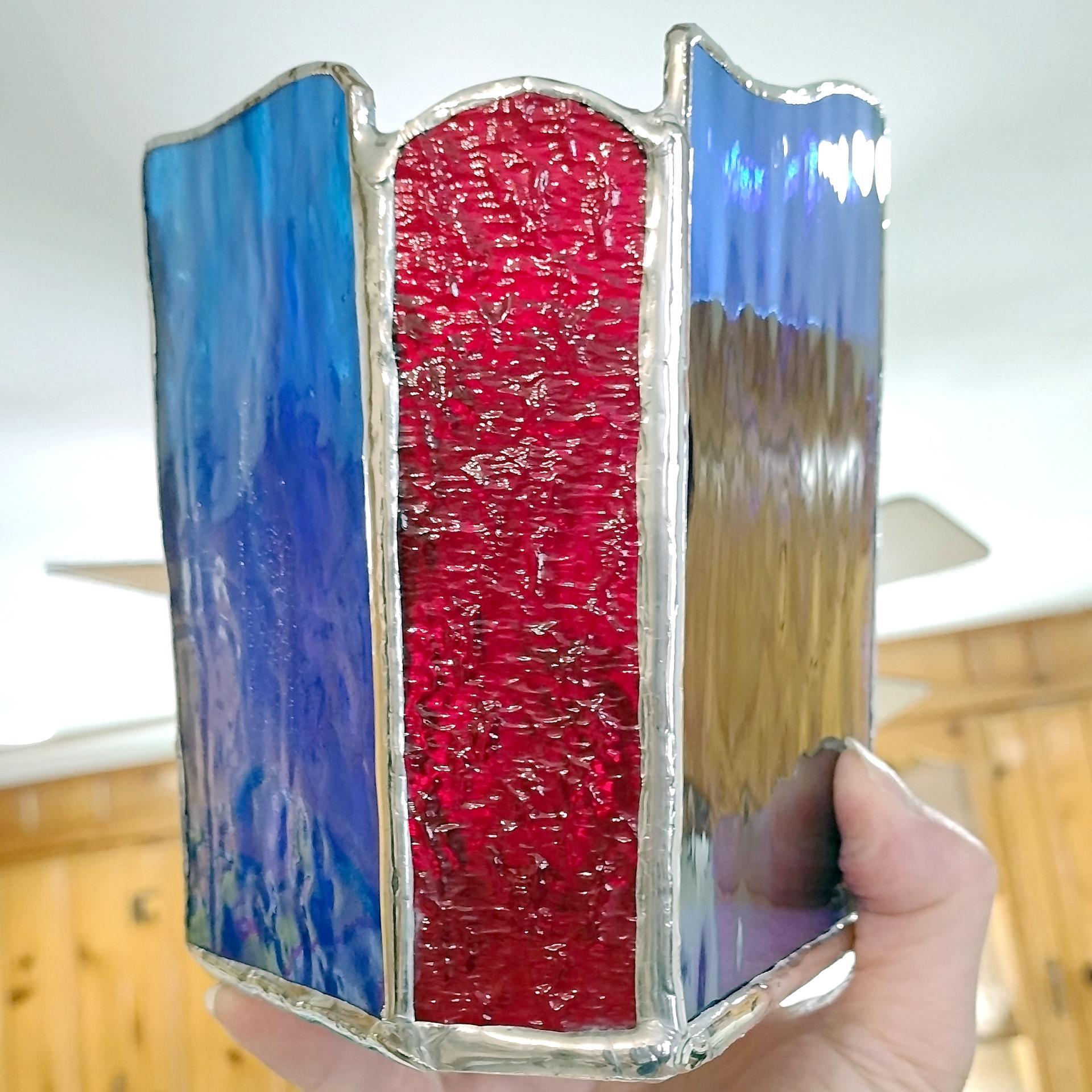 Stained Glass Desk Organizer, Remote Control Pen Pencil Holder