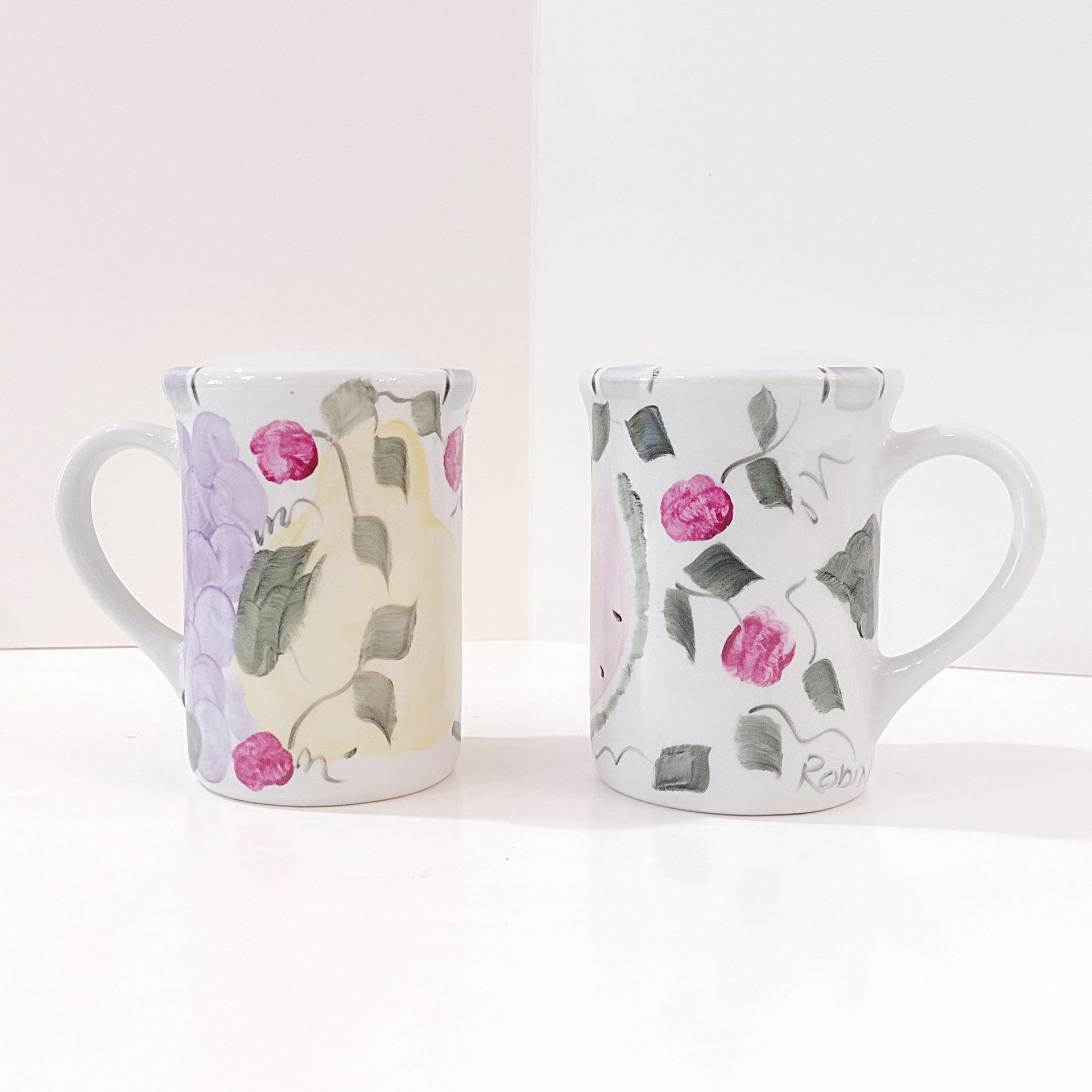 Vintage Fruit Motif Large Salt and Pepper Shaker Set, Shakers with Handles