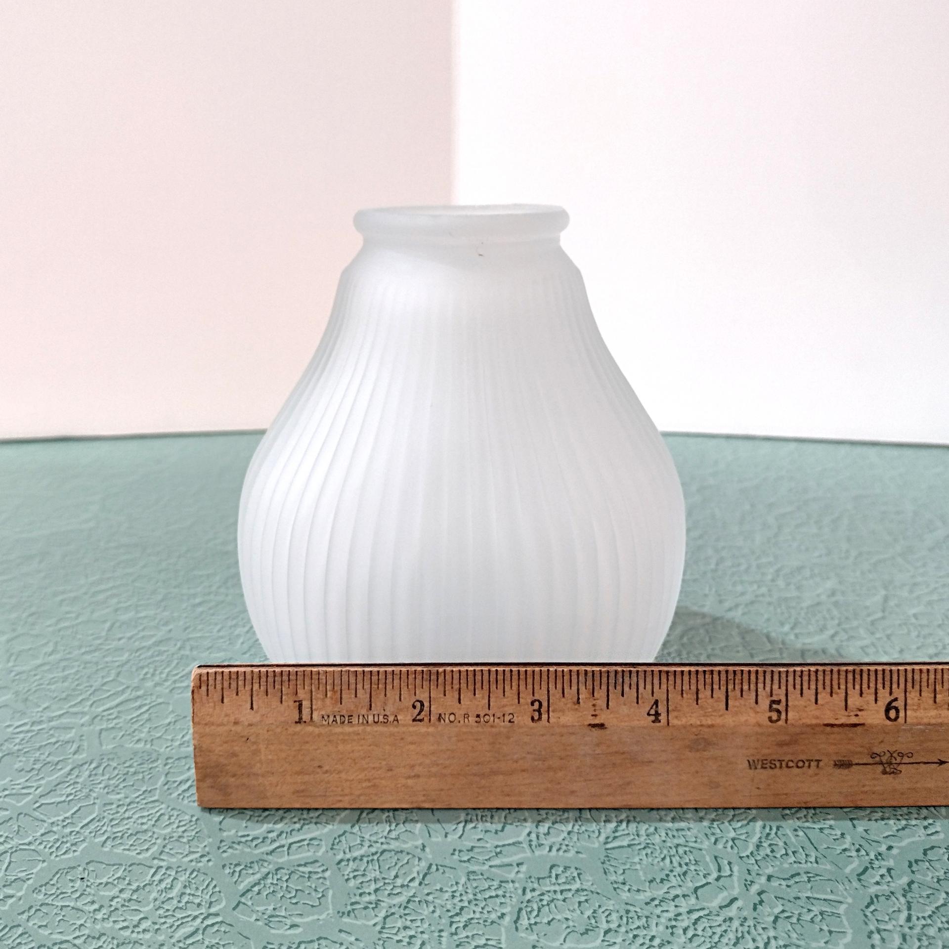 Vintage Ribbed White Satin Glass Lamp Shade, Replacement Light Shade