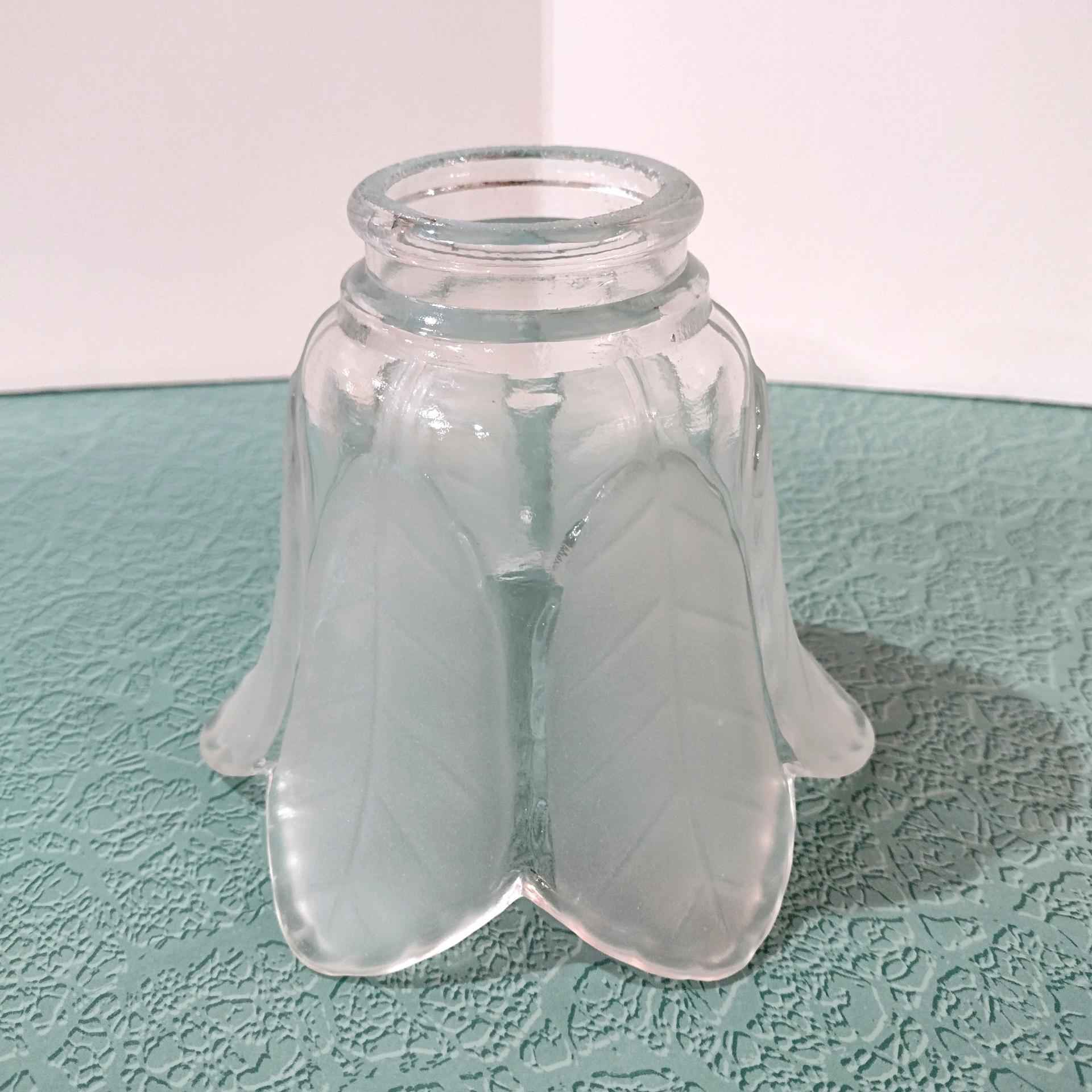 Vintage Frosted Petal Leaf Glass Lamp Light Shade, Flower Shaped Replacement Shade