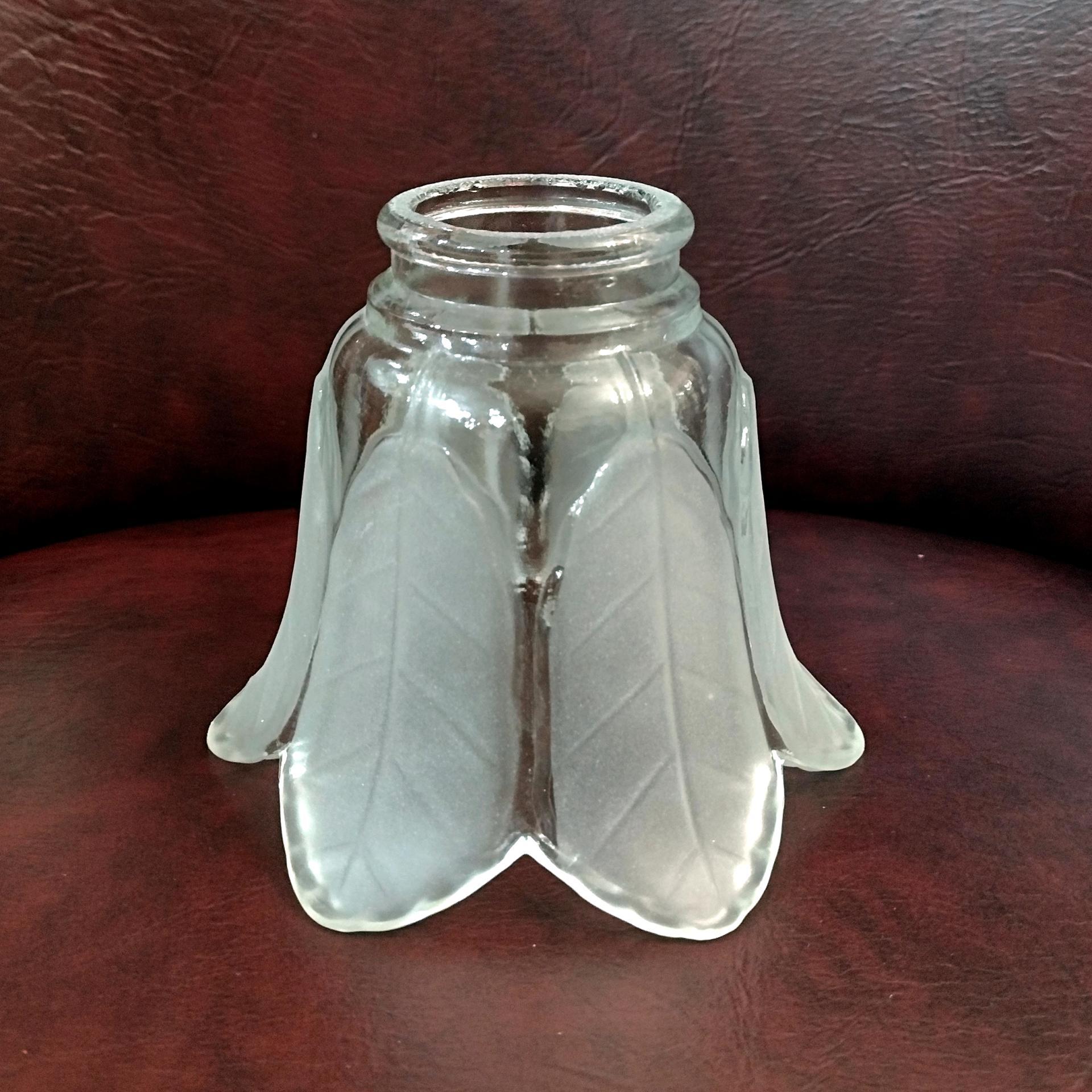 Vintage Frosted Petal Leaf Glass Lamp Light Shade, Flower Shaped Replacement Shade