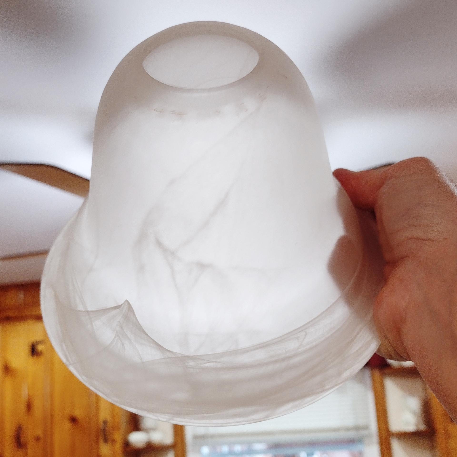 Vintage White Swirl Milk Glass Lamp Light Shade, Bell Shaped Replacement Pendant Shade