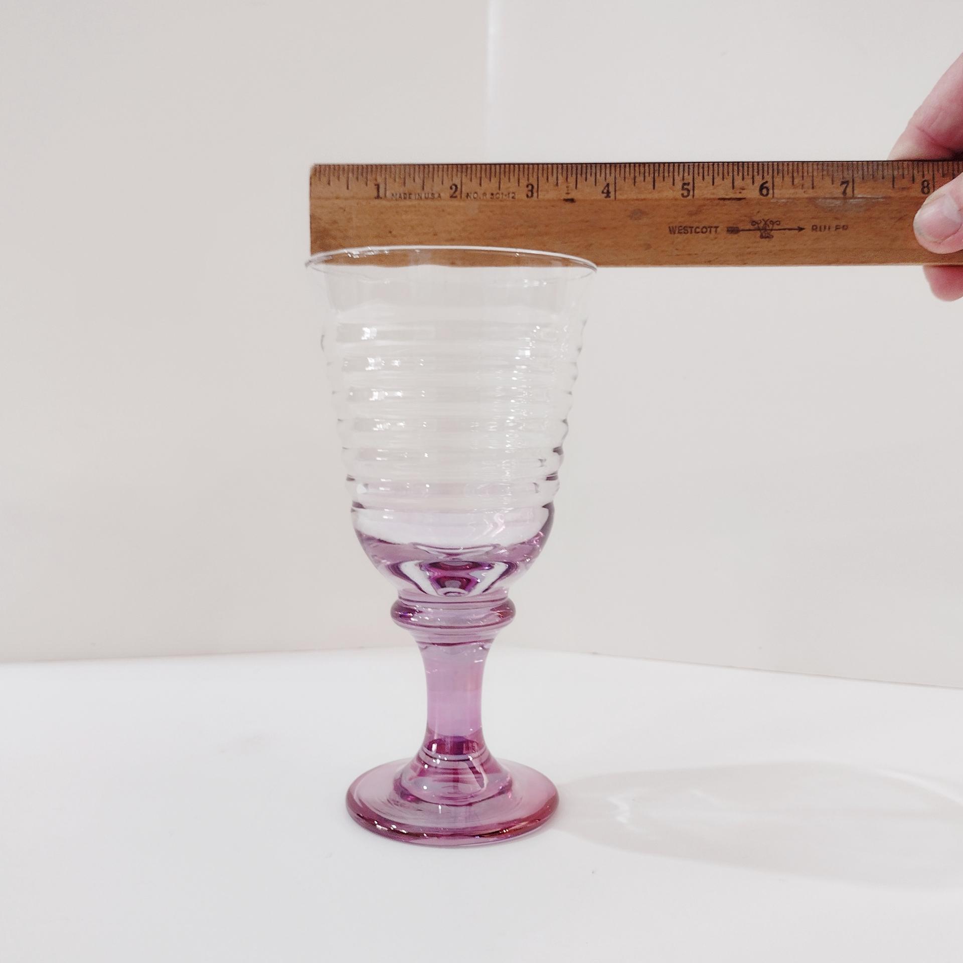 Vintage Libbey Sirrus Lustre Violet Water Goblets, Set of Two