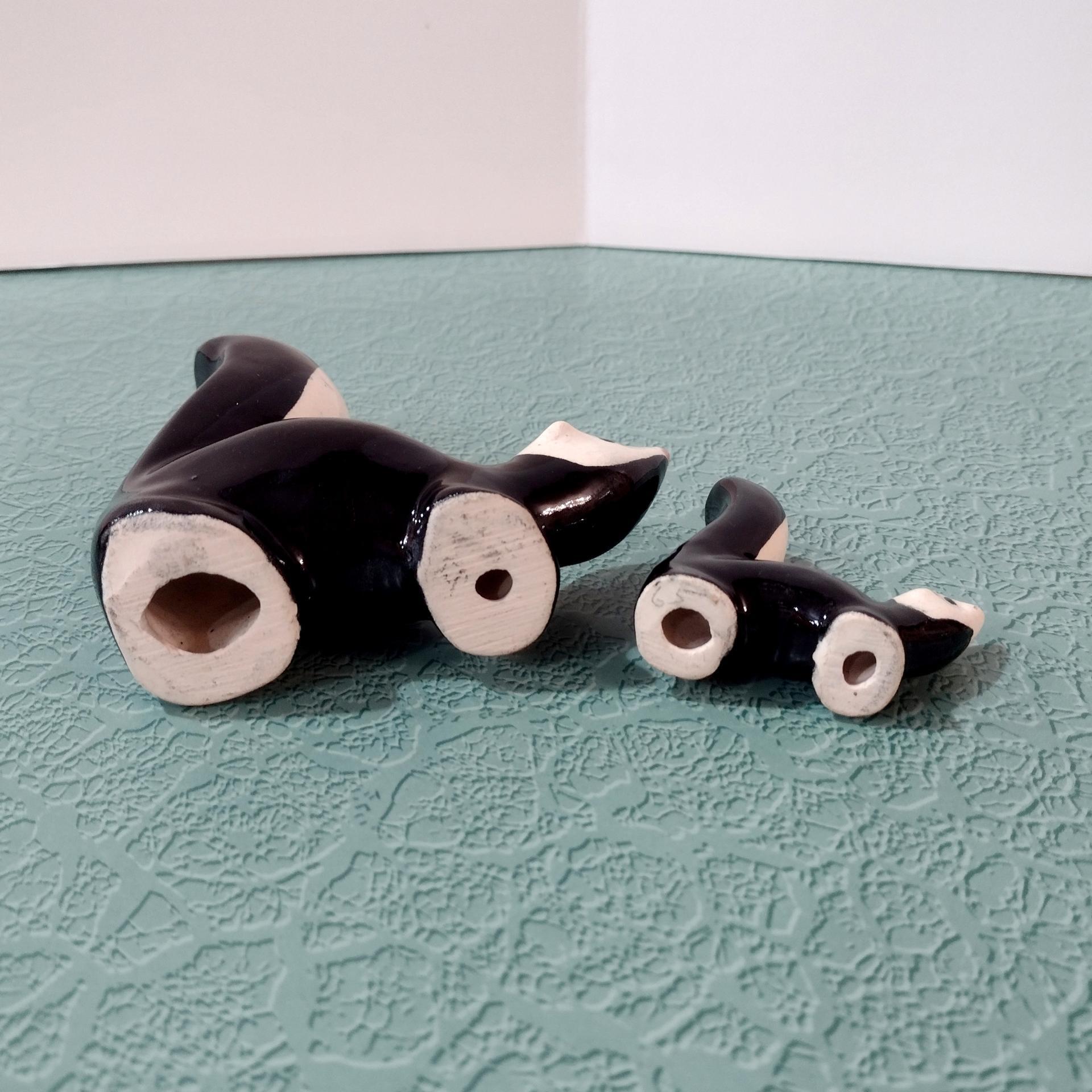 Vintage Momma and Baby Skunk Ceramic Figurines, Set of Two