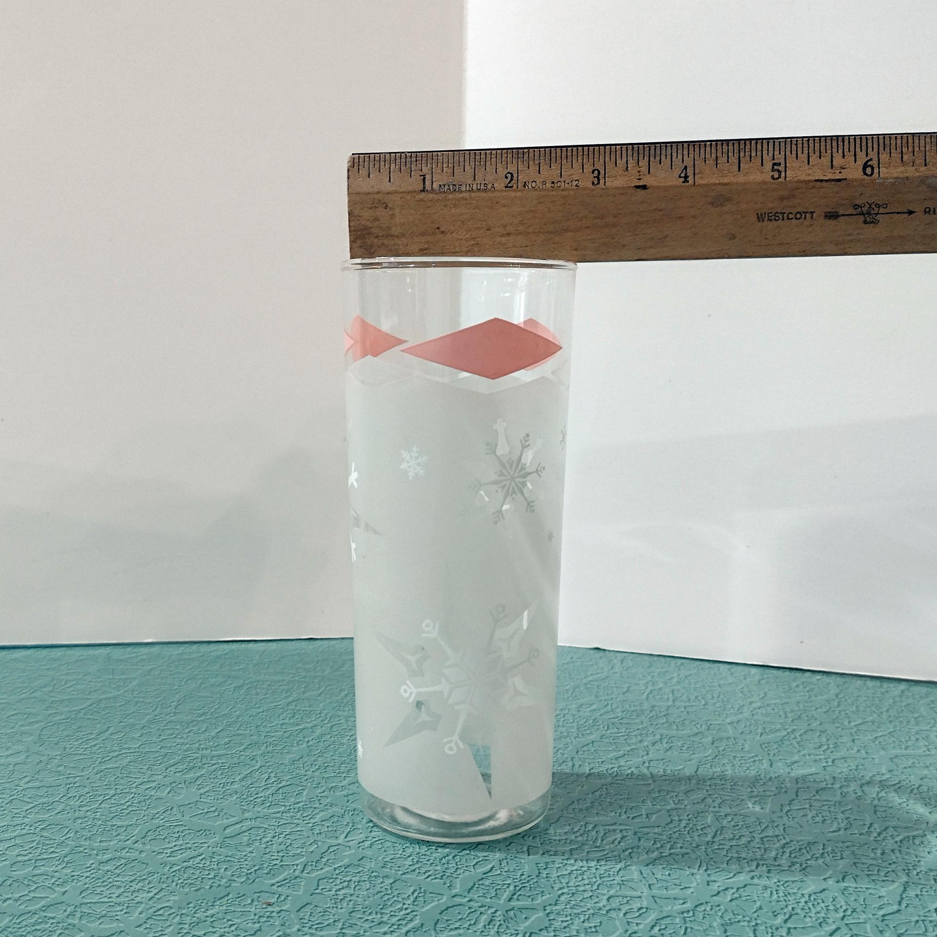 Vintage Anchor Hocking Pink Atomic Snowflake Highball Glasses, Set of Two