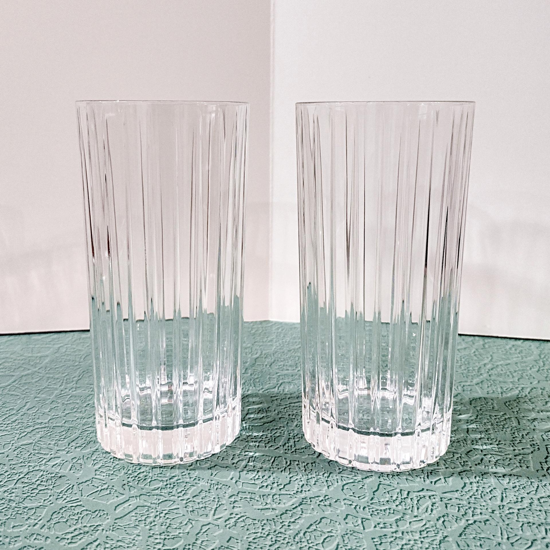 Vintage Royal Crystal Rock Solaris Highball Tumblers, Set of Two, Italian Crystal Drinking Glasses