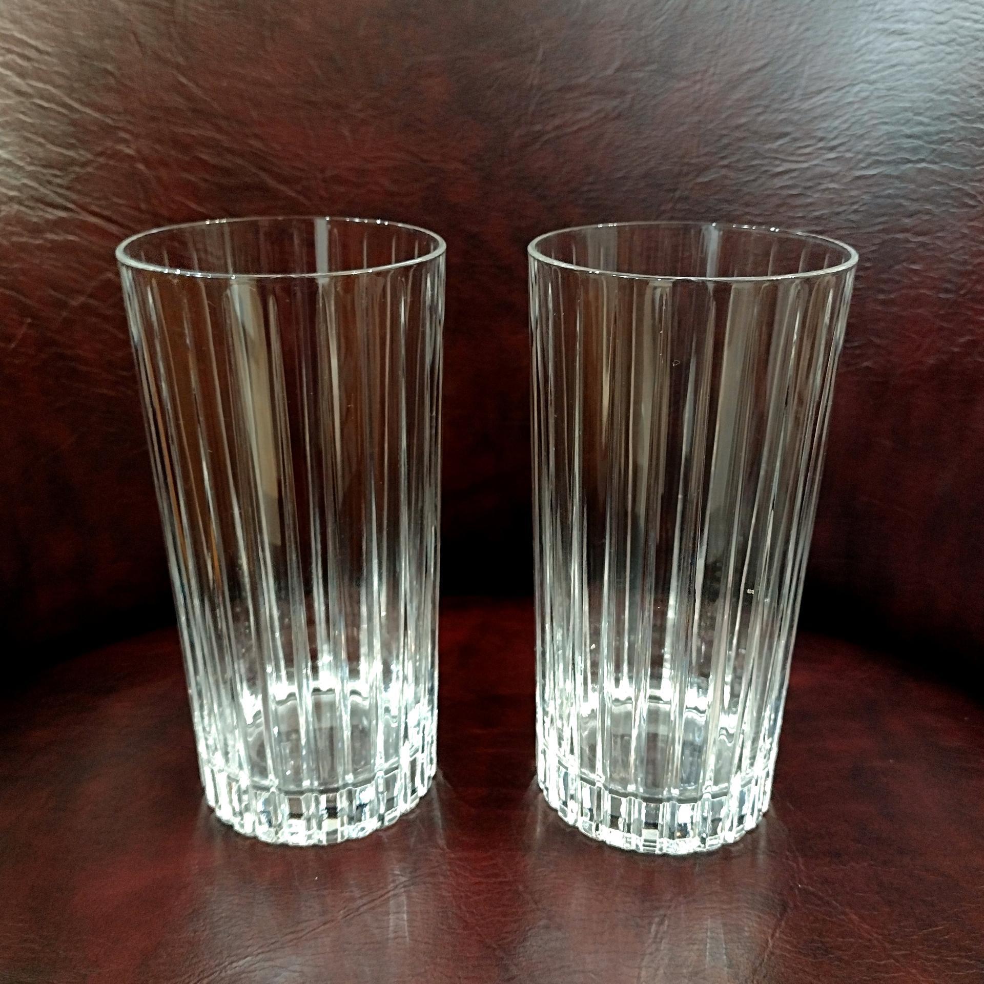 Vintage Royal Crystal Rock Solaris Highball Tumblers, Set of Two, Italian Crystal Drinking Glasses