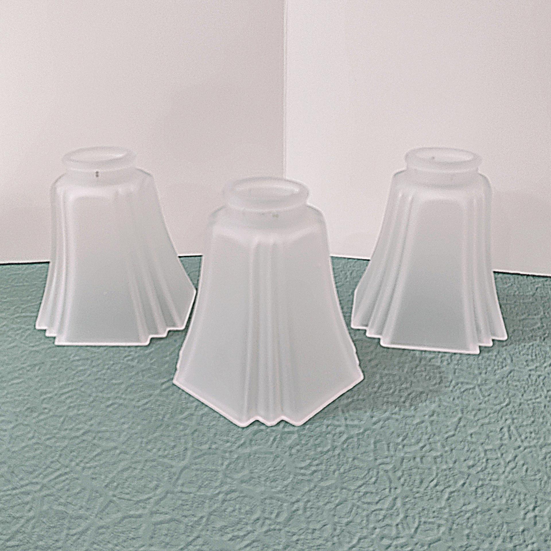 Vintage Art Deco Style Four Sided Frosted Glass Lamp Light Shade, Tulip Shaped Replacement Shade