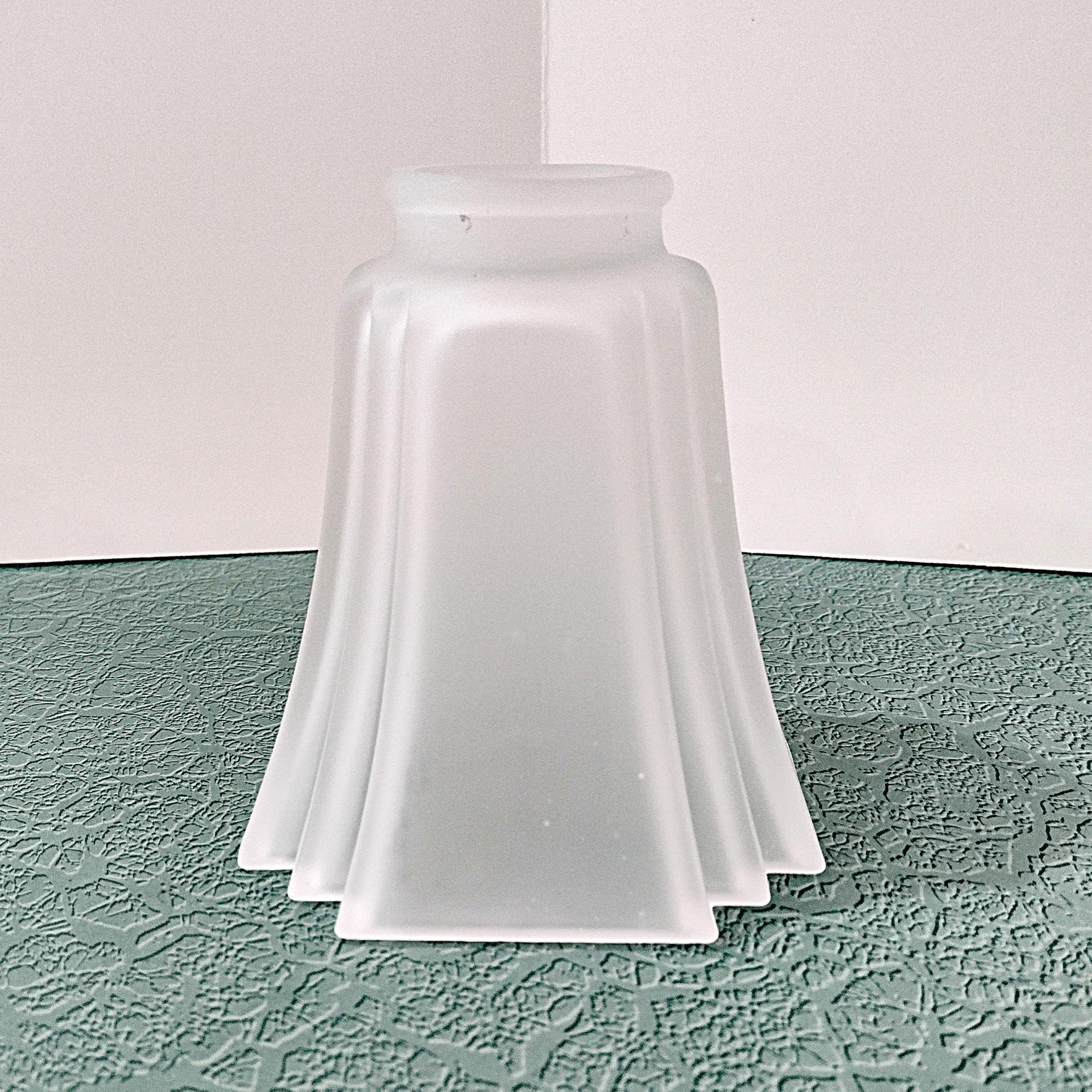 Vintage Art Deco Style Four Sided Frosted Glass Lamp Light Shade, Tulip Shaped Replacement Shade