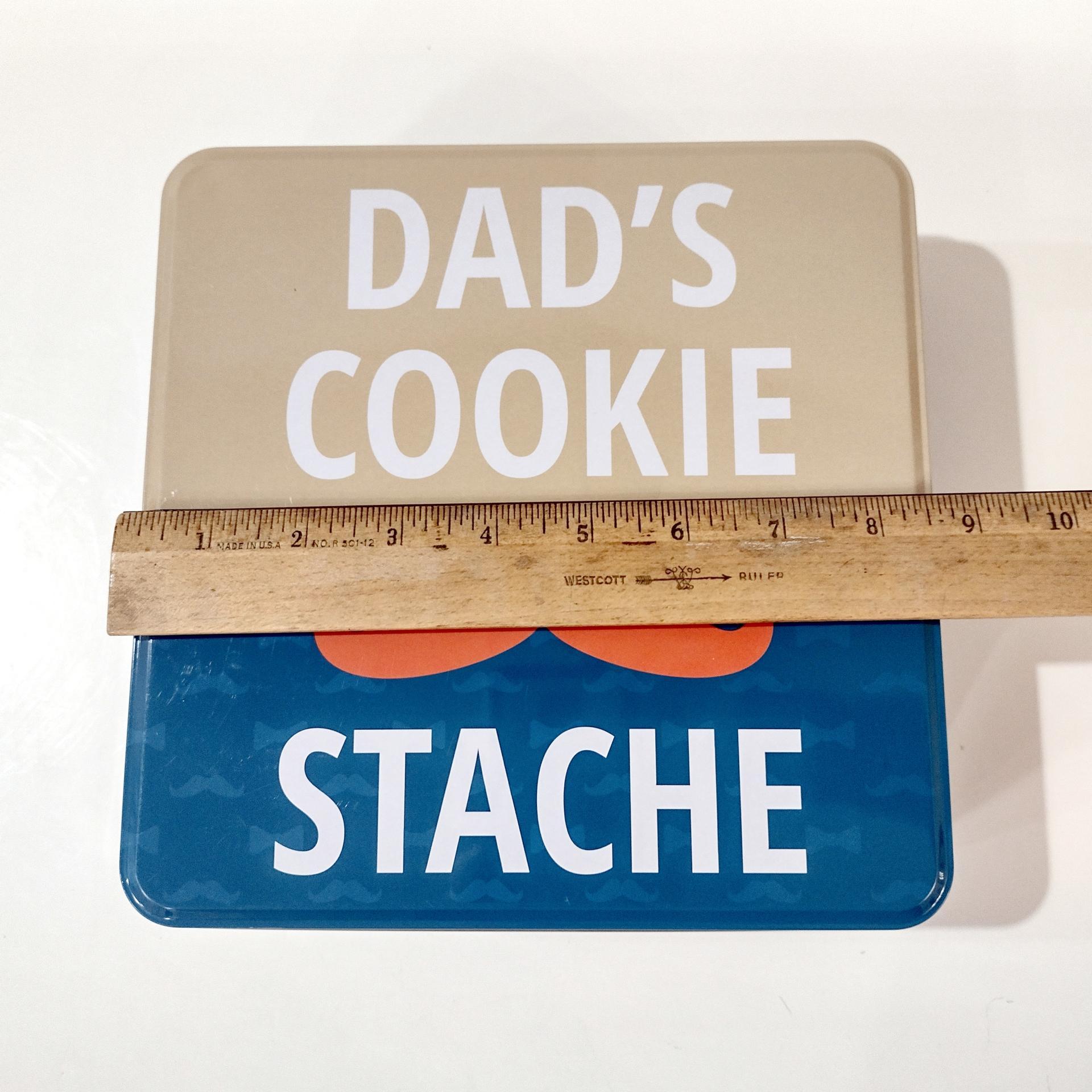 Vintage Dad's Cookie Stache Metal Storage Tin, Father's Day Gift, Mustache Design Container