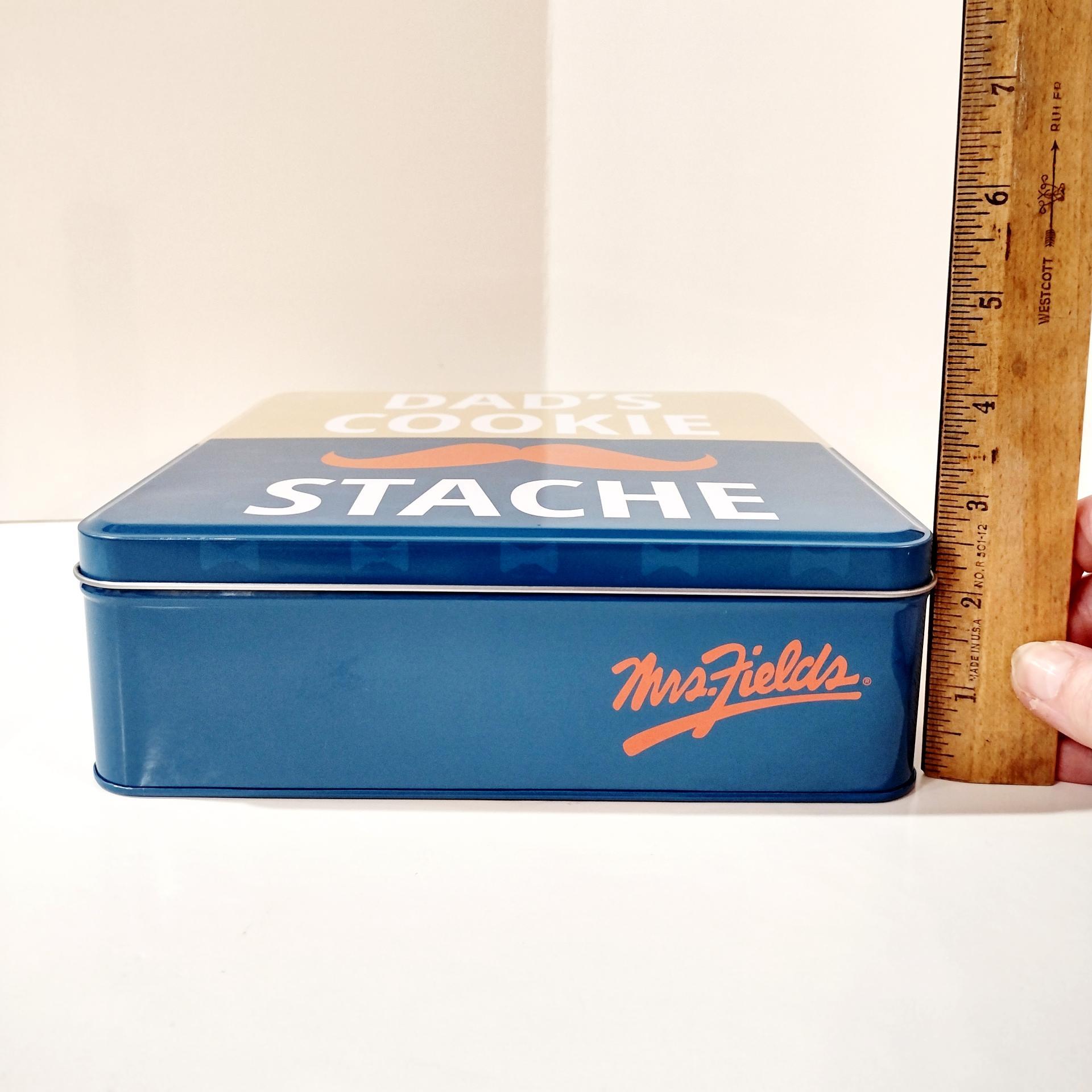 Vintage Dad's Cookie Stache Metal Storage Tin, Father's Day Gift, Mustache Design Container