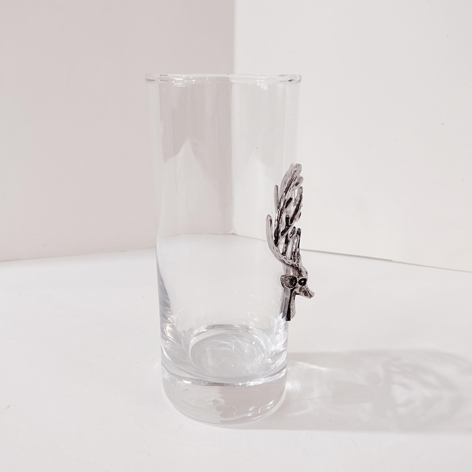 Stag Highball Glass, Pottery Barn Stag Glass, Deer Hunter Cocktail Glass