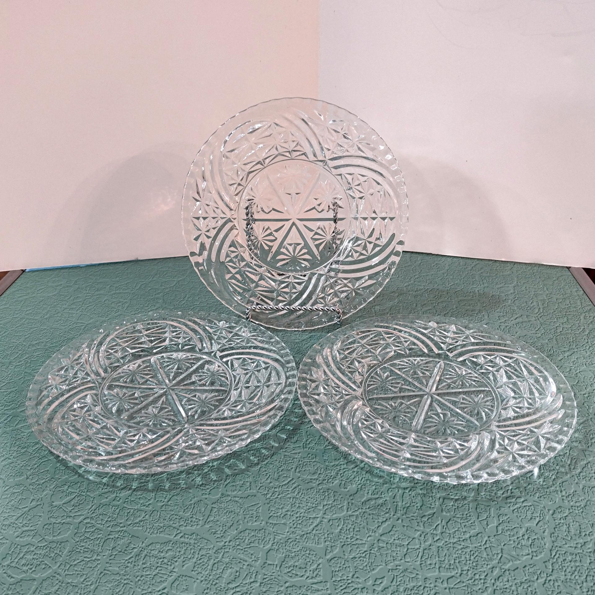 Vintage Anchor Hocking Stars and Bars Luncheon Plates, Set of Three