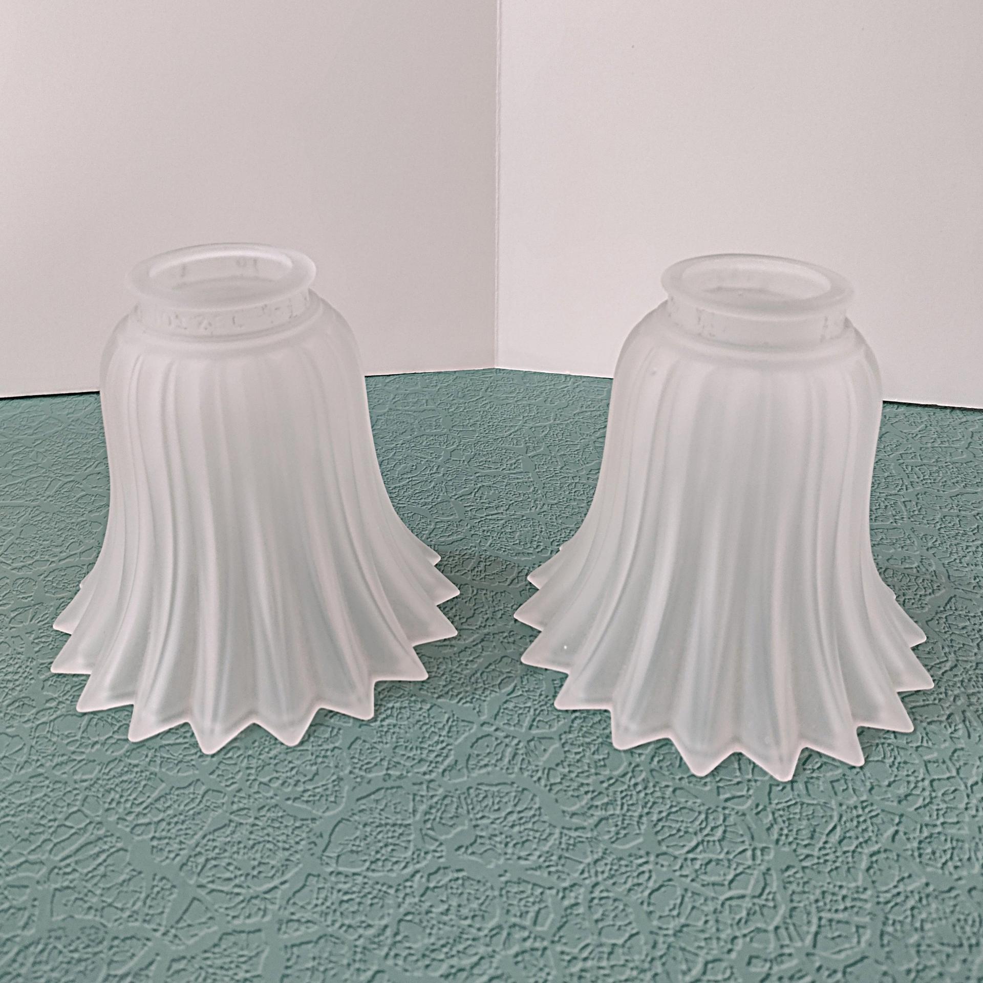 Vintage Star Pleated Bell Shaped Frosted Glass Lamp Light Shade, Quoizel Replacement Shade