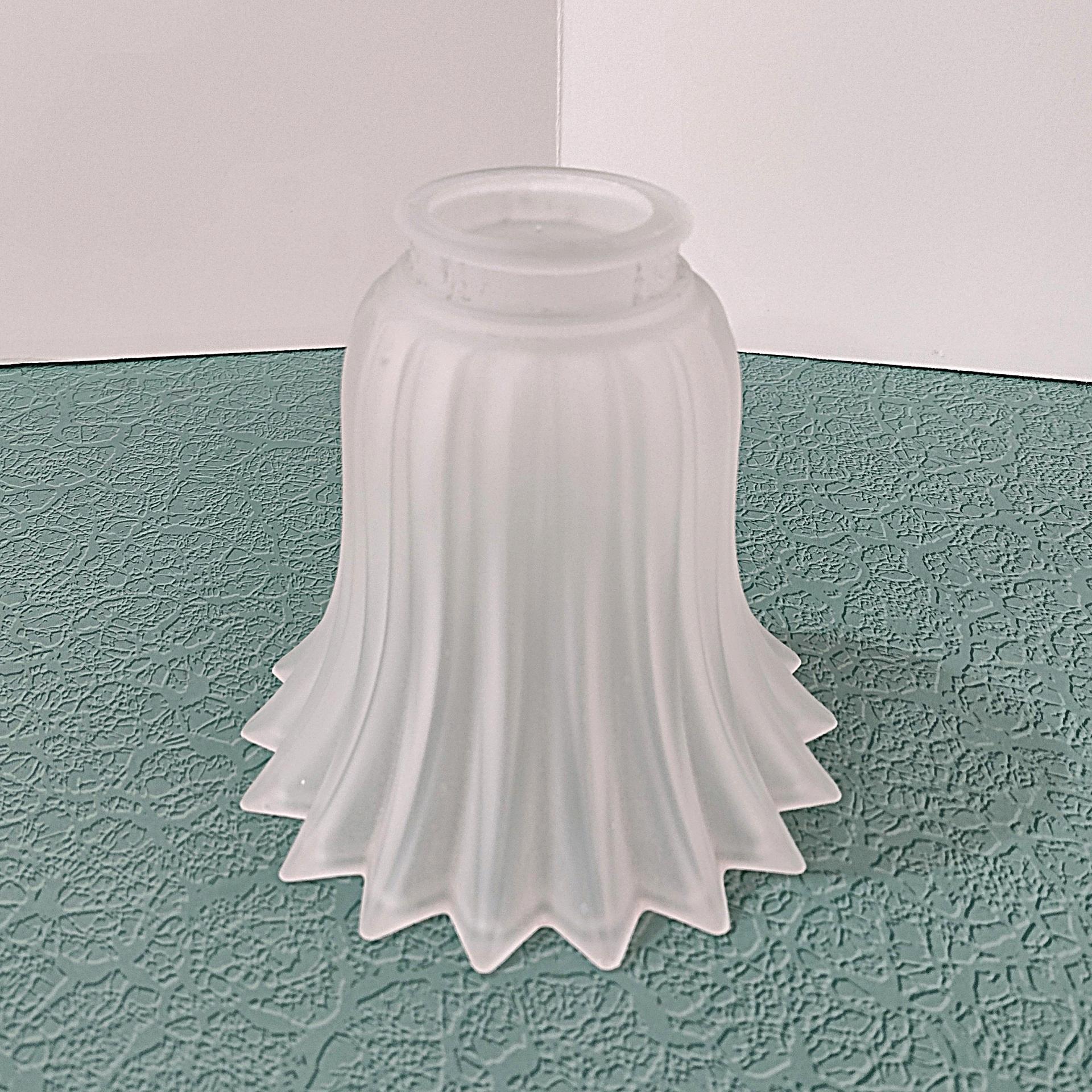 Vintage Star Pleated Bell Shaped Frosted Glass Lamp Light Shade, Quoizel Replacement Shade
