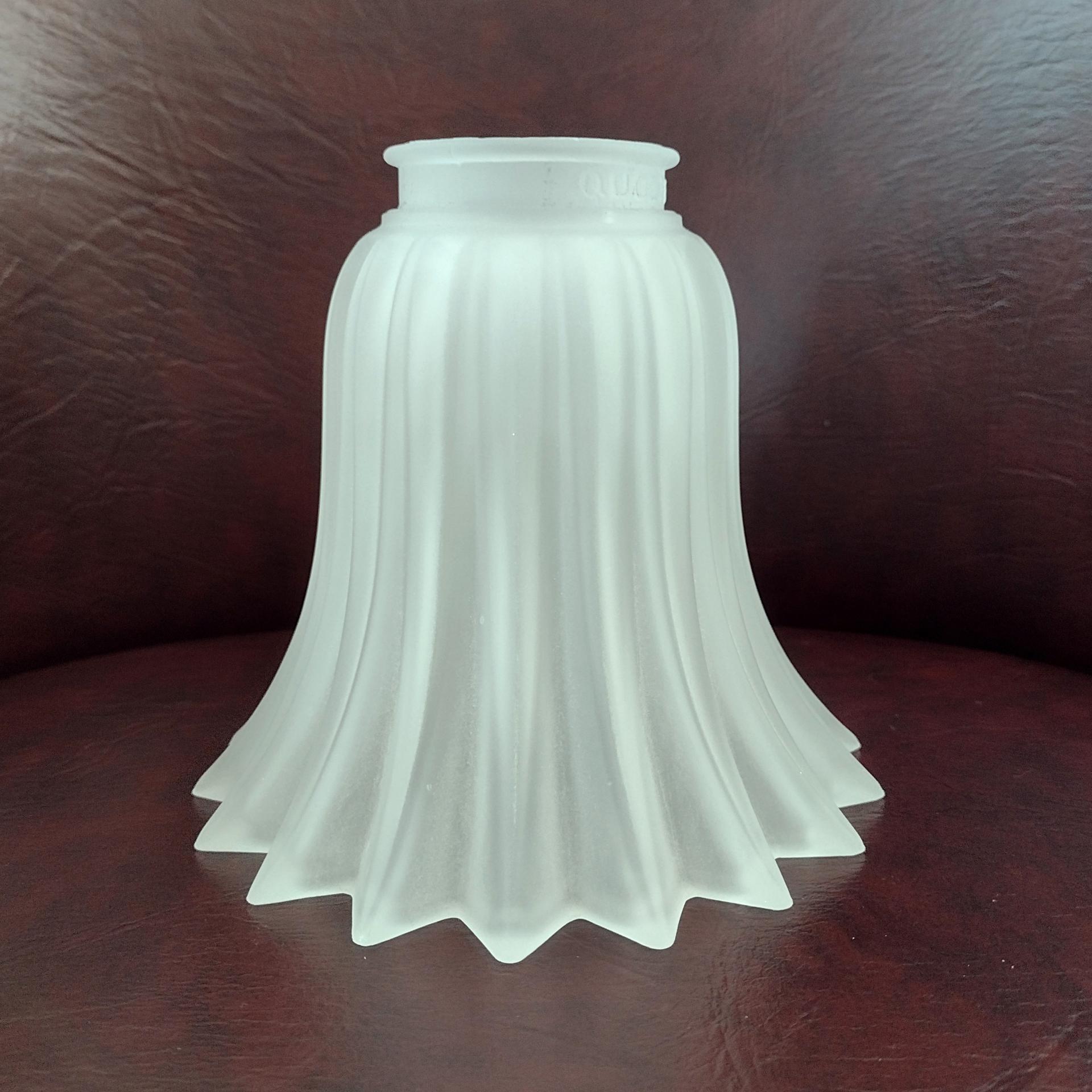 Vintage Star Pleated Bell Shaped Frosted Glass Lamp Light Shade, Quoizel Replacement Shade
