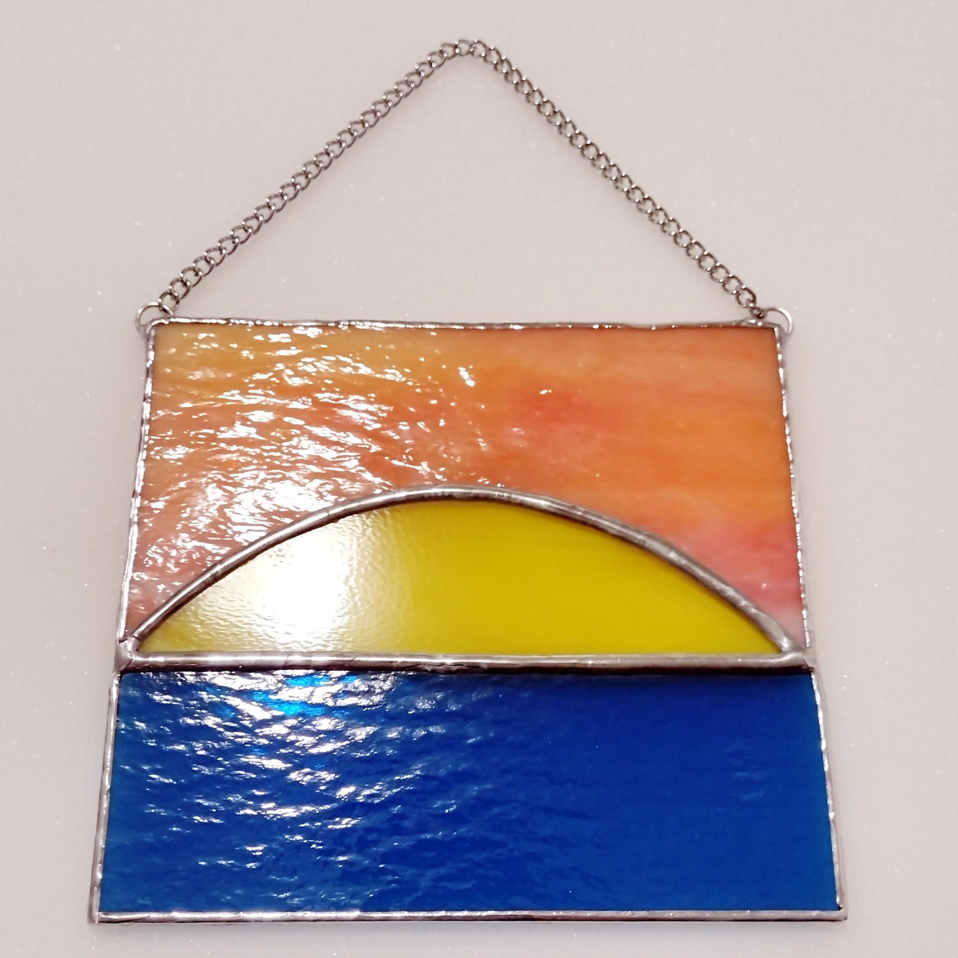 Sunset Stained Glass Suncatcher, Beach Sunset Glass Art
