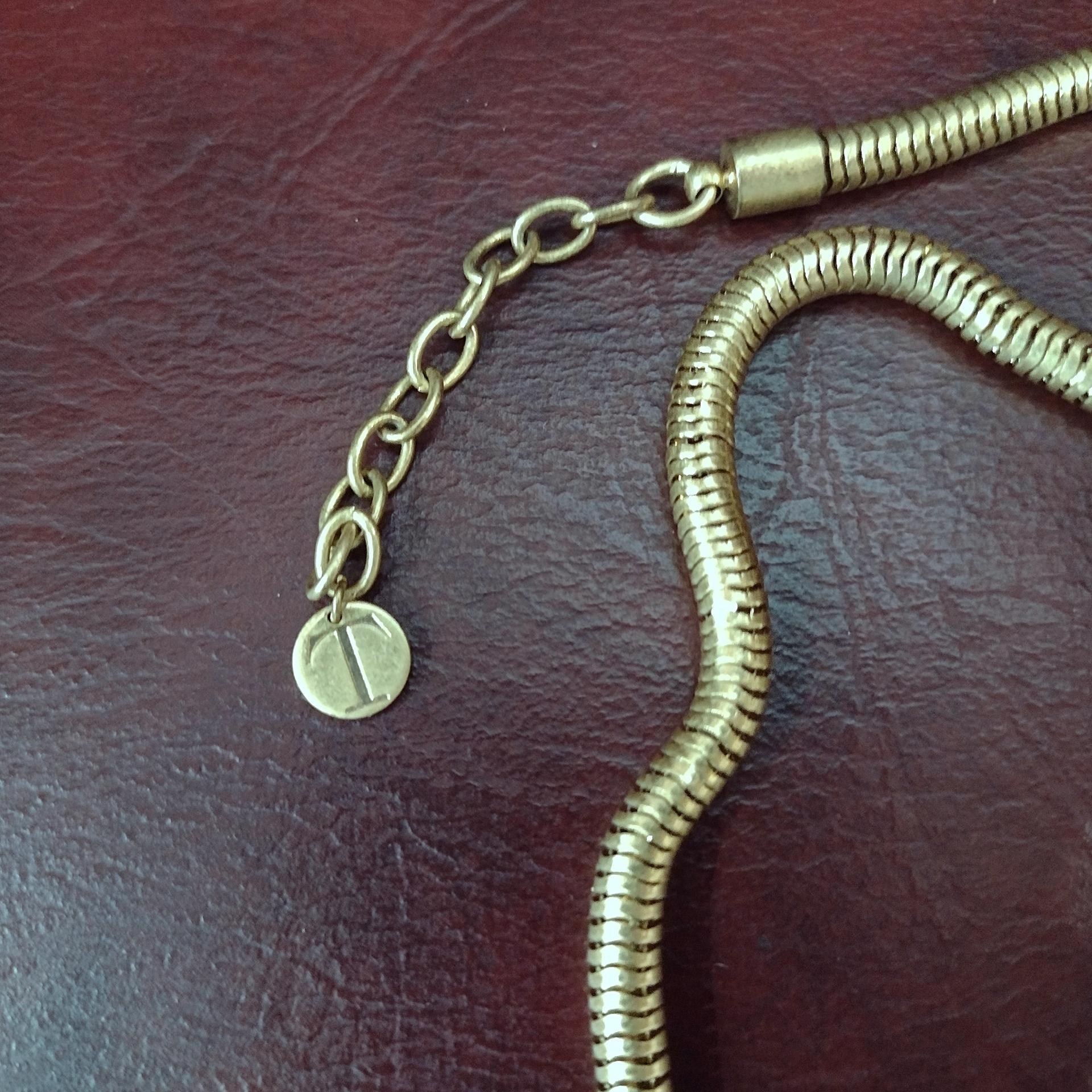 Vintage Talbots Tan Yellow Acrylic Cascade Statement Bib Necklace with Gold Tone Snake Chain, Adjustable Length 20" to 22"